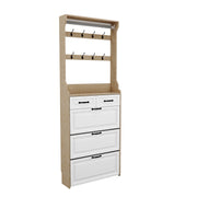 Logidon schoenenkast wit eiken look met haken 3 deuren 2 lades