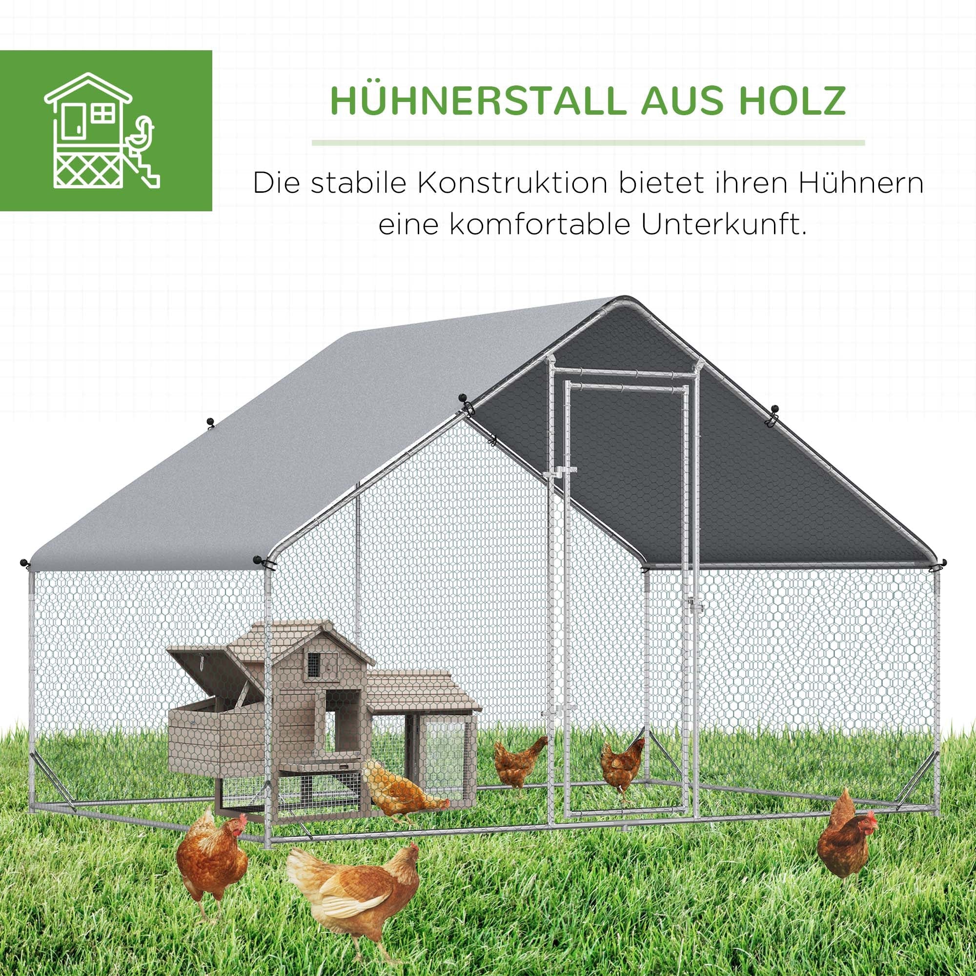 Logidon kippenhok buitenverblijf staal 300 x 200 x 200 cm zilveren deksel