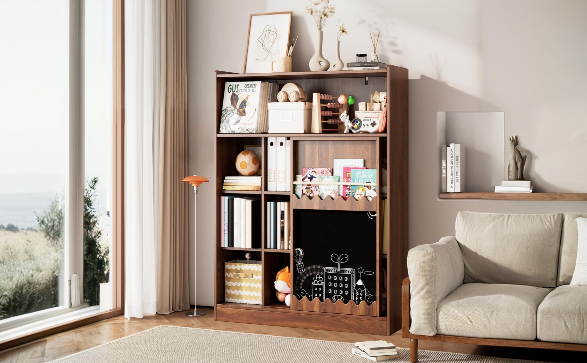 Logidon boekenkast met plank 120 x 38,5 x 151,5 cm walnoot