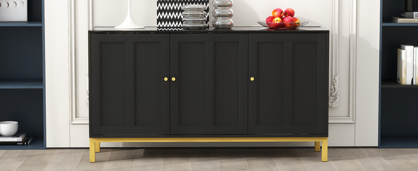 Logidon dressoir 3 deuren zwart MDF met marmerlook 140x40x78