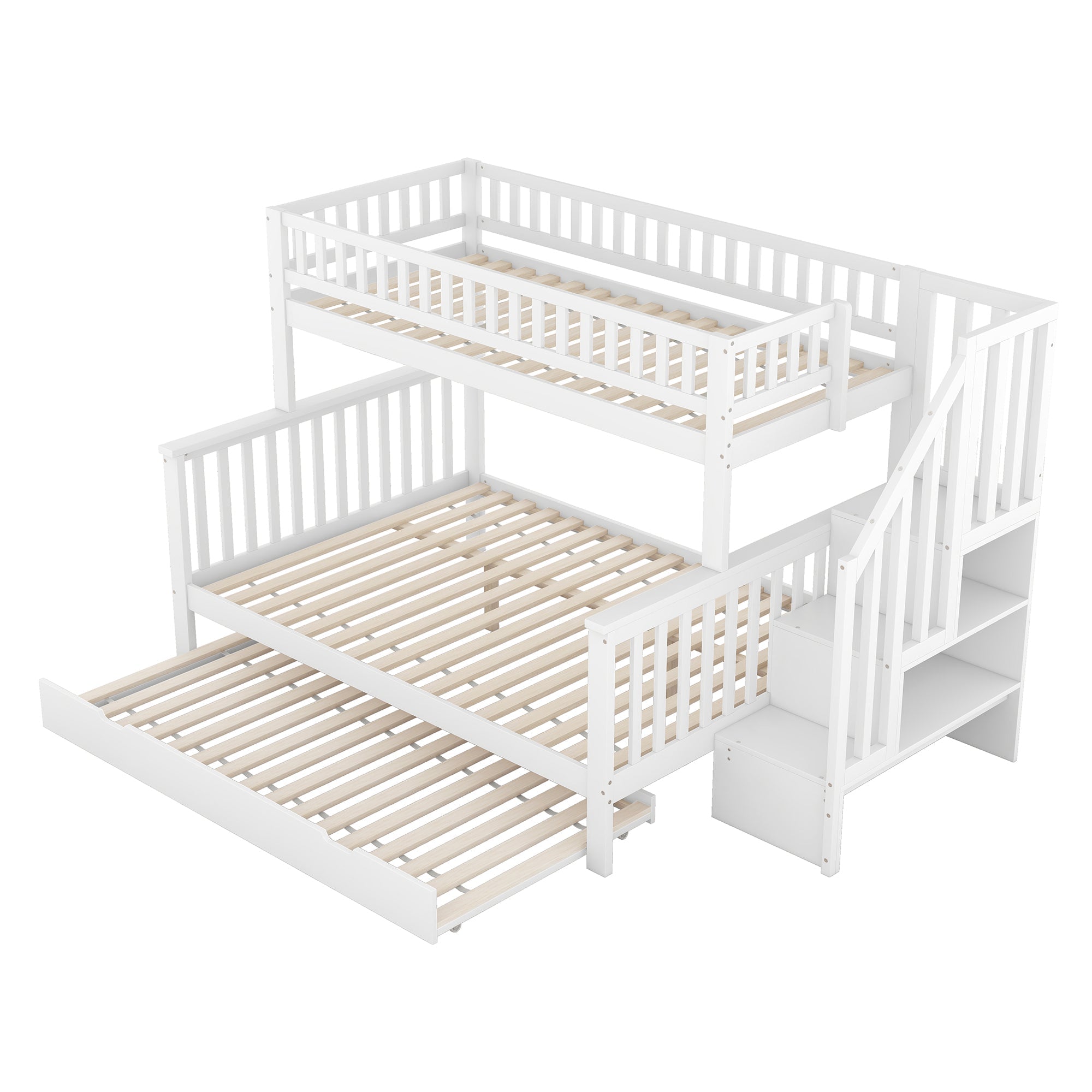 Logidon stapelbed wit 90x200 en 140x200 met rolcontainertrap