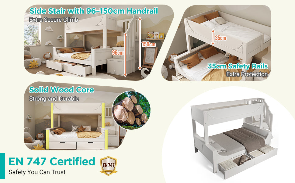 Logidon stapelbed kinderbed wit met ladderkast en lades