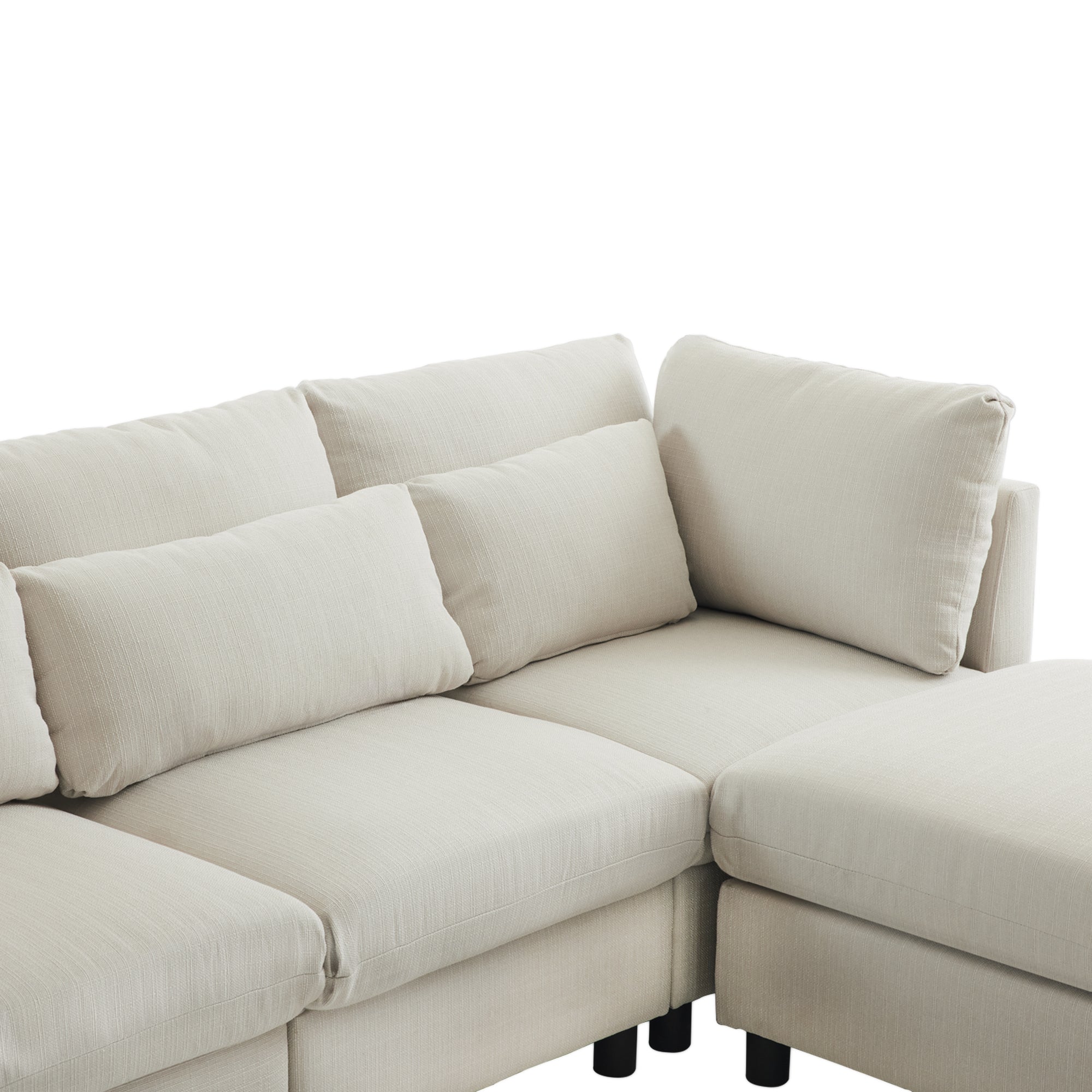 Logidon hoekbank beige stof moderne driezitsbank met voetenbank