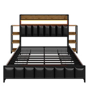 Logidon upholstered bed 160x200 cm with LED lighting storage space black