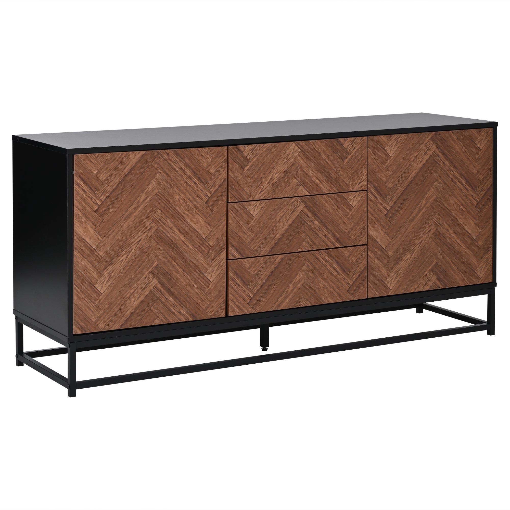 Logidon dressoir 145x40x67 Moderne ladekast 3 laden 2 deuren