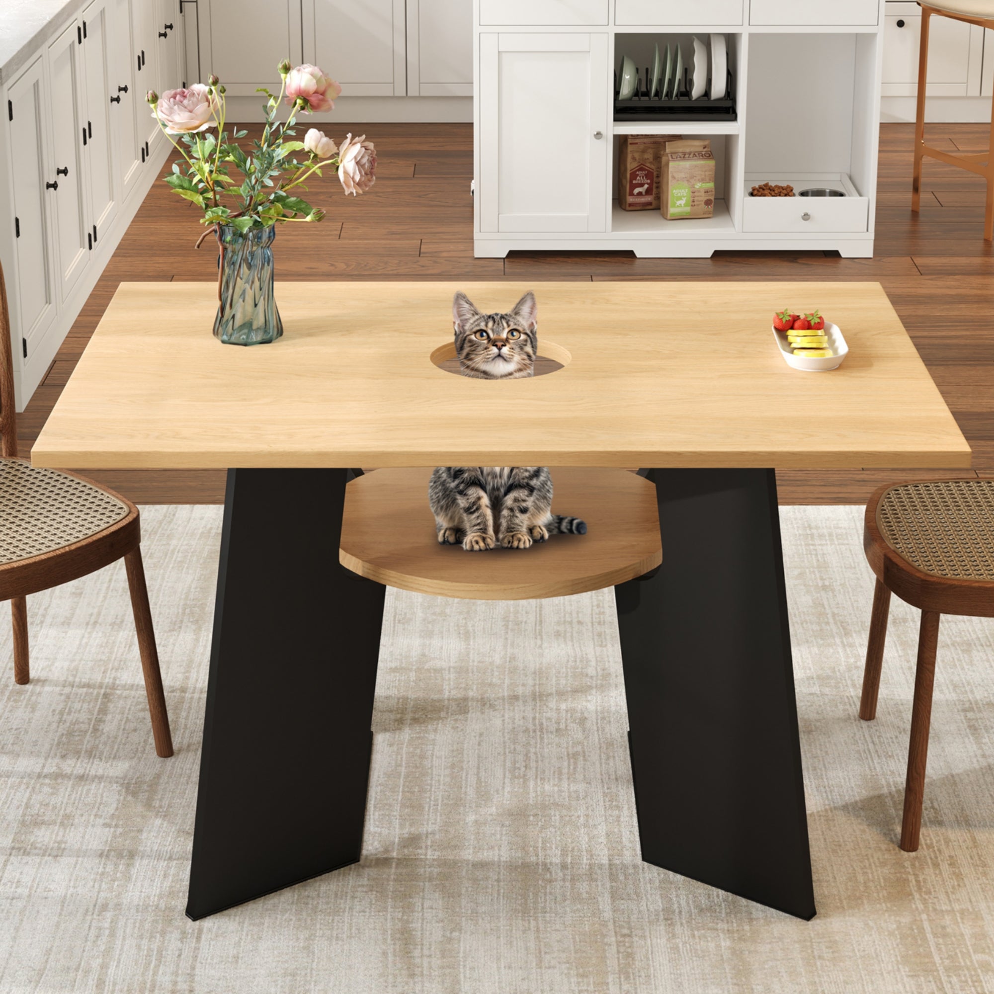 Logidon Huisdiervriendelijke eettafel met huisdierzone 130x85x75 cm