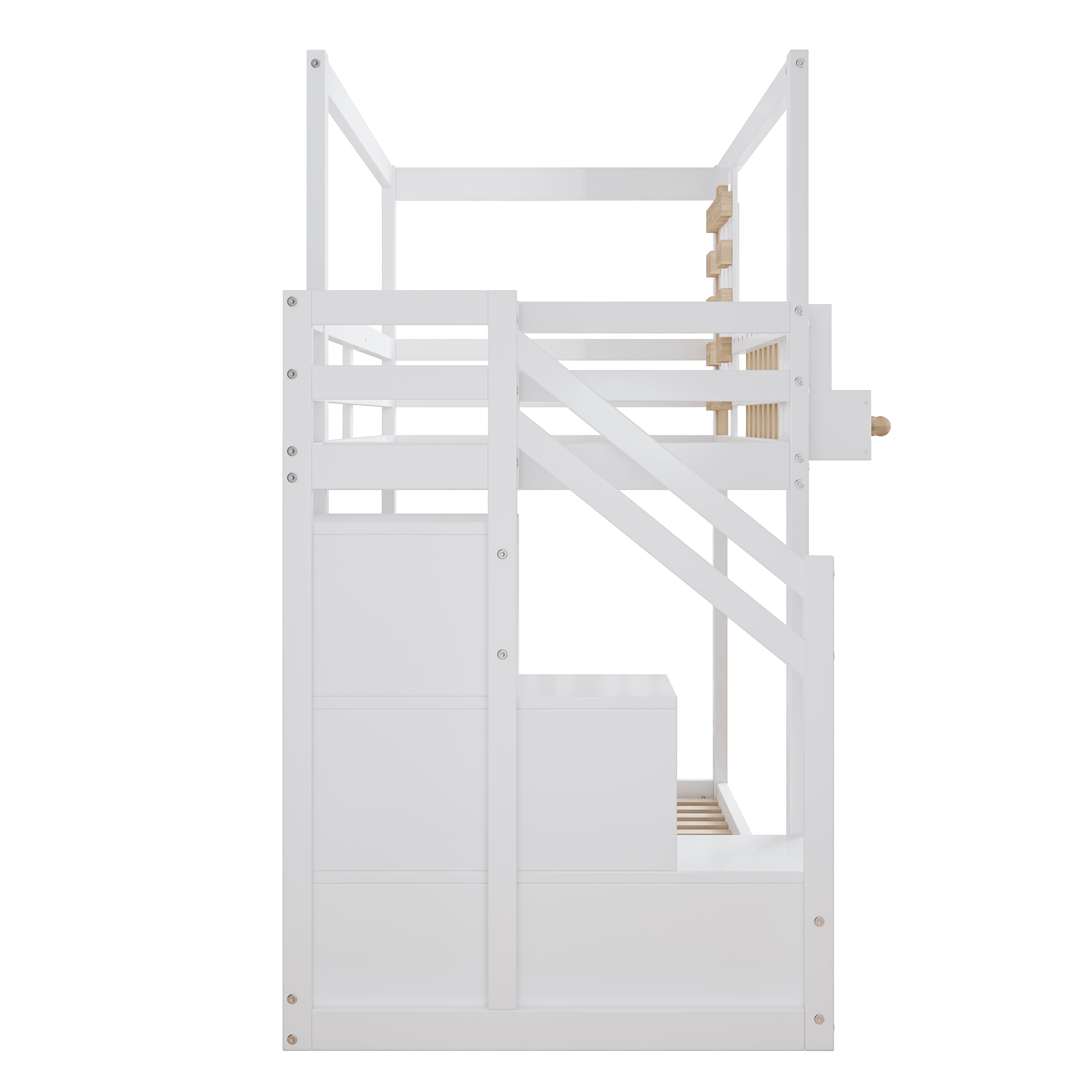 Logidon Bunk Bed With Stairs Window Pine Wood White 90x200 cm