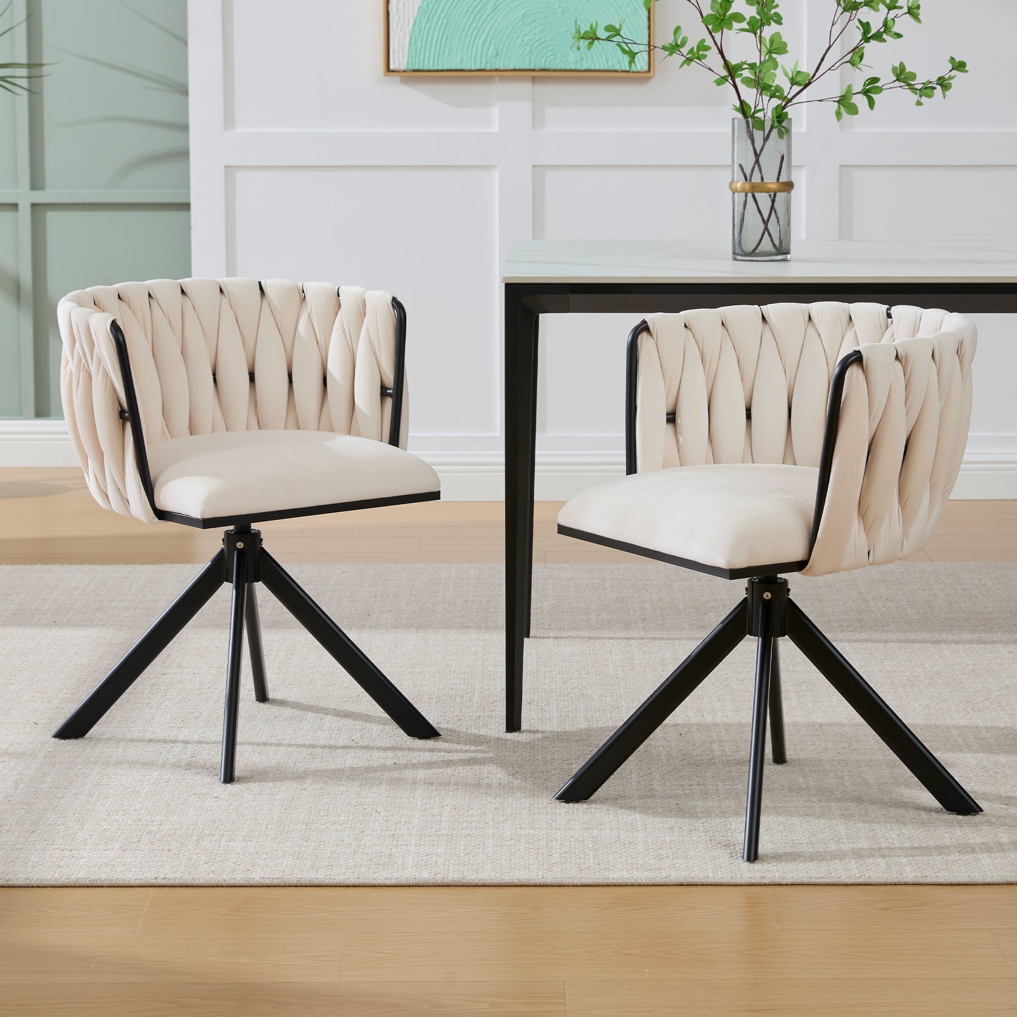 Logidon velours fauteuils met 180 graden draaifunctie, set van 2 Ivoor