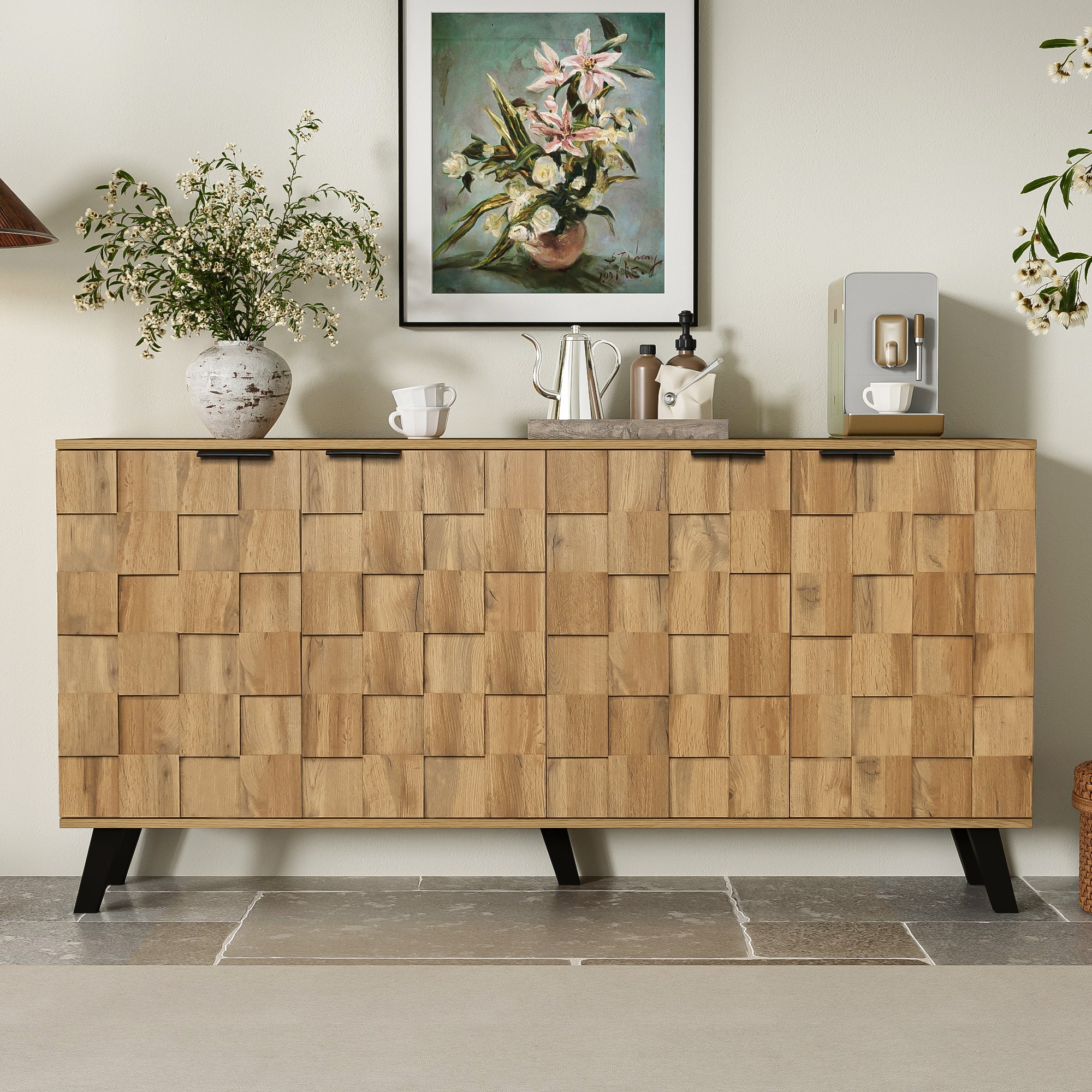 Logidon Modern dressoir vier deuren 160,5 x 35,5 x 78 cm