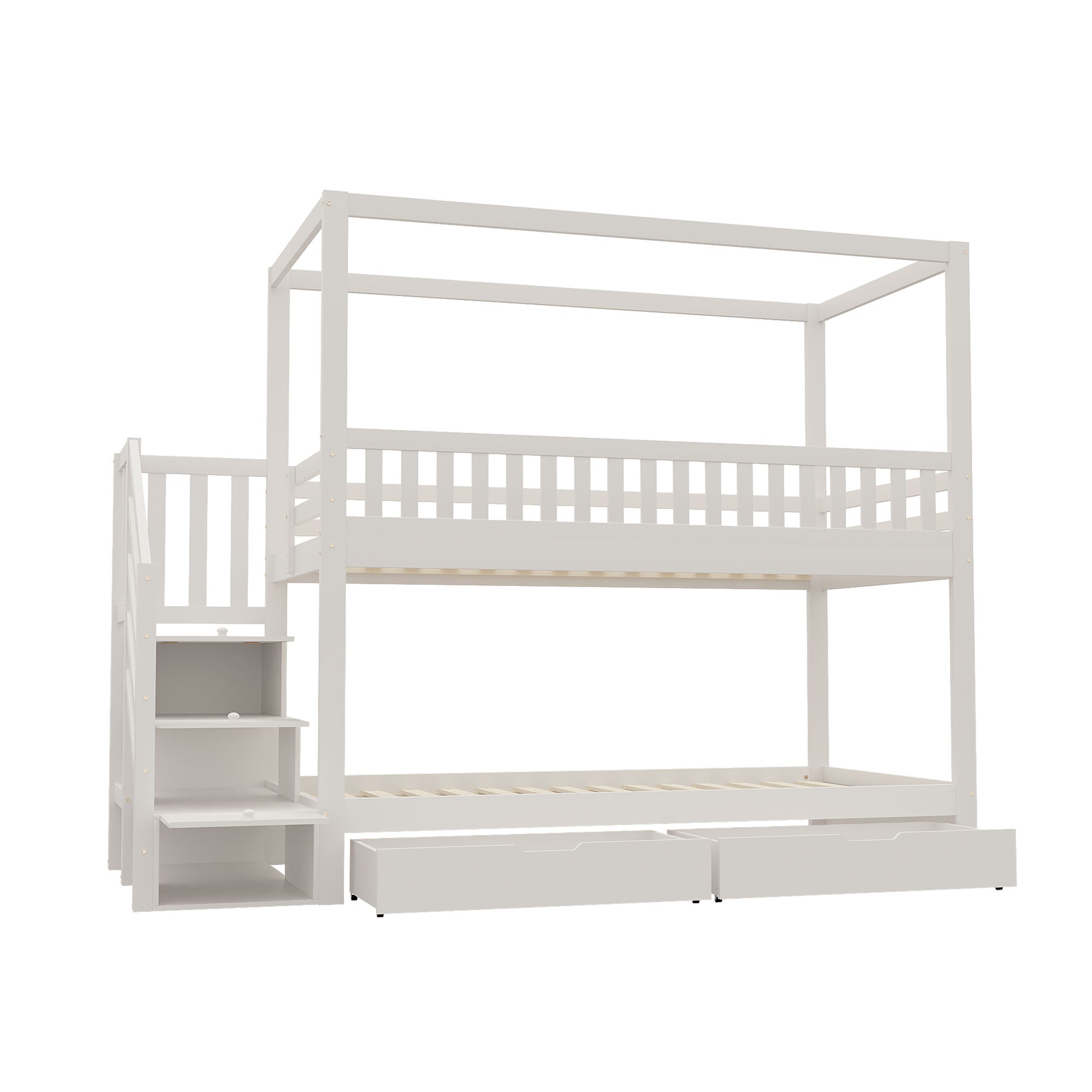 Logidon kinderstapelbed 90x200 witte huisvorm veiligheidsladder