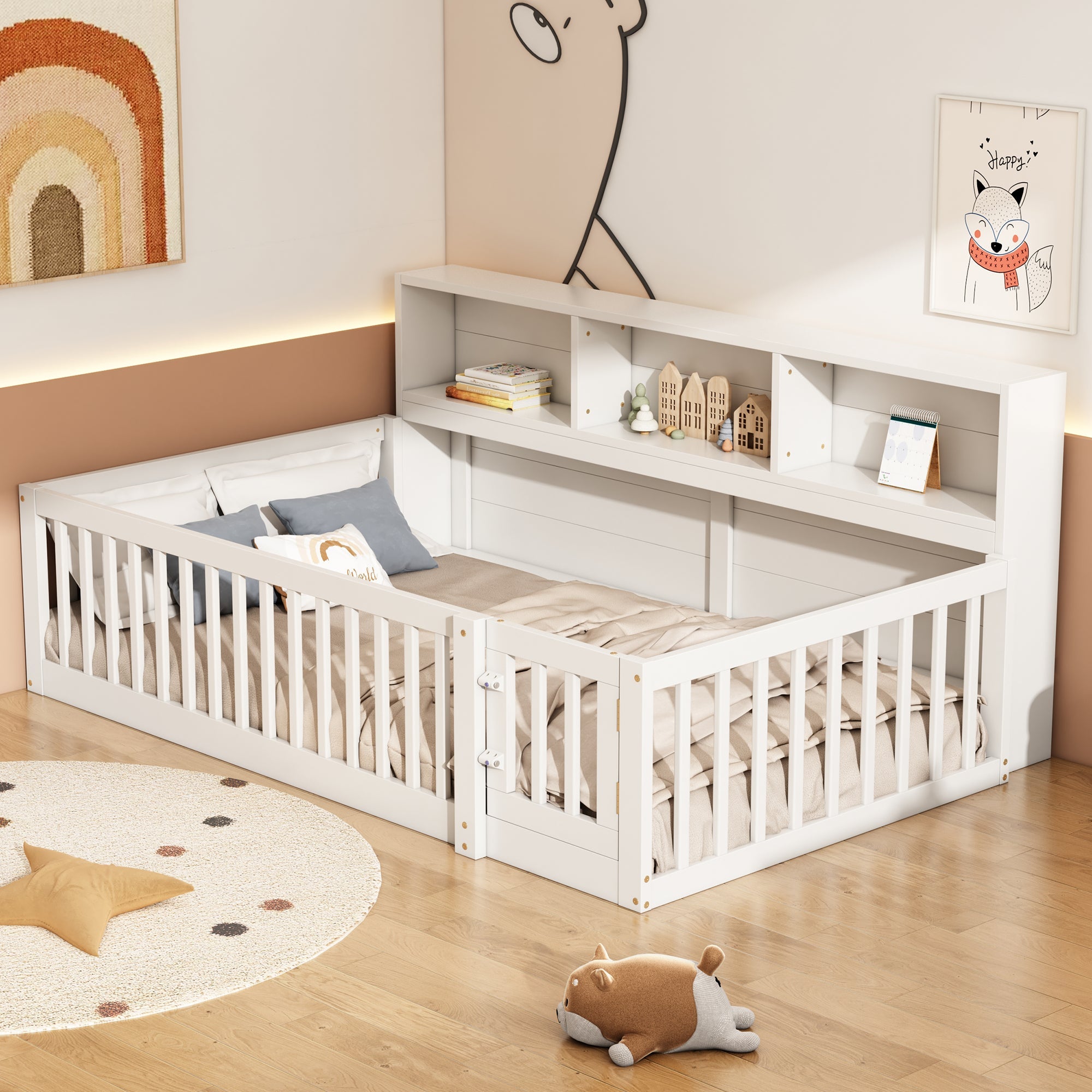 Logidon Daybed 90x200cm witte slaapbank met opbergvak