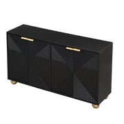 Logidon Dressoir 120 cm Zwart met Vier Deuren en Gouden Handgrepen