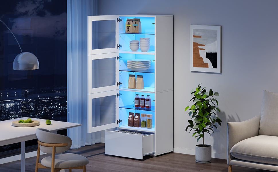 Logidon vitrine 60x40x173 cm wit hoogglans LED verlichting