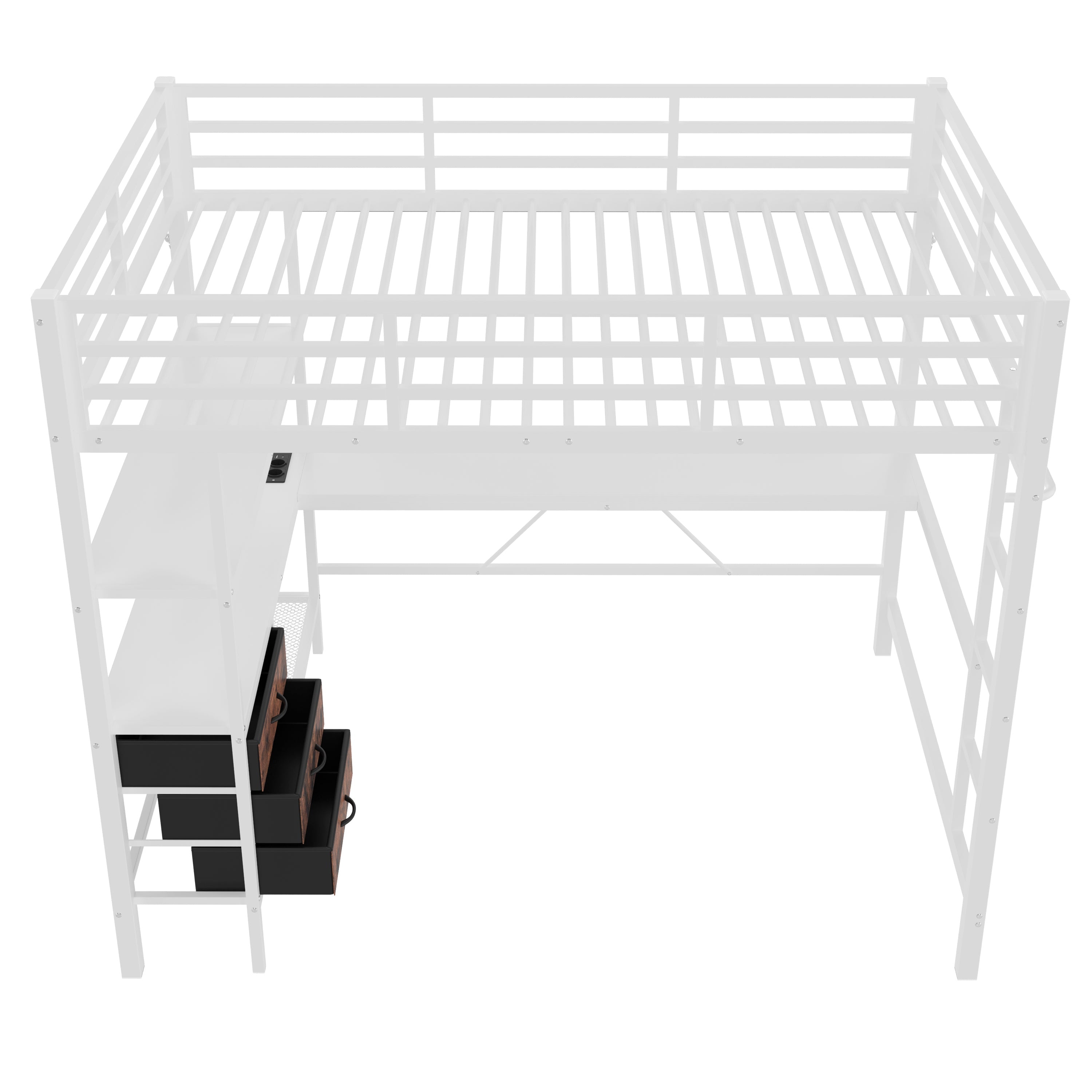 Logidon loft bed 140x200 with LED lighting USB socket 3 drawers