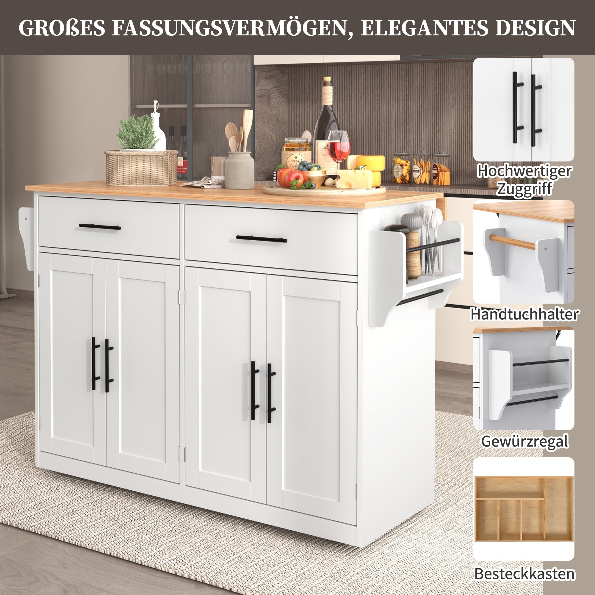 Logidon serving trolley with folding table top white 120x71x91 cm