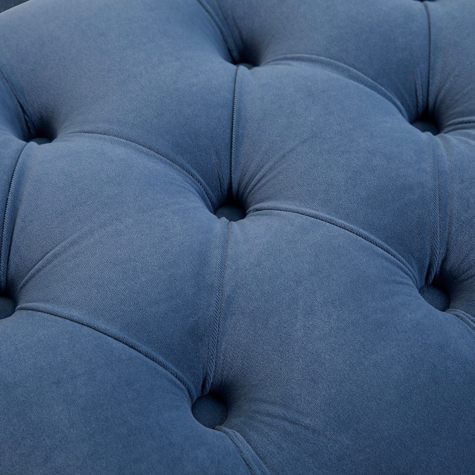 Logidon Blauw Fluwelen Bank met Gouden Poten 118x45x42 Cm
