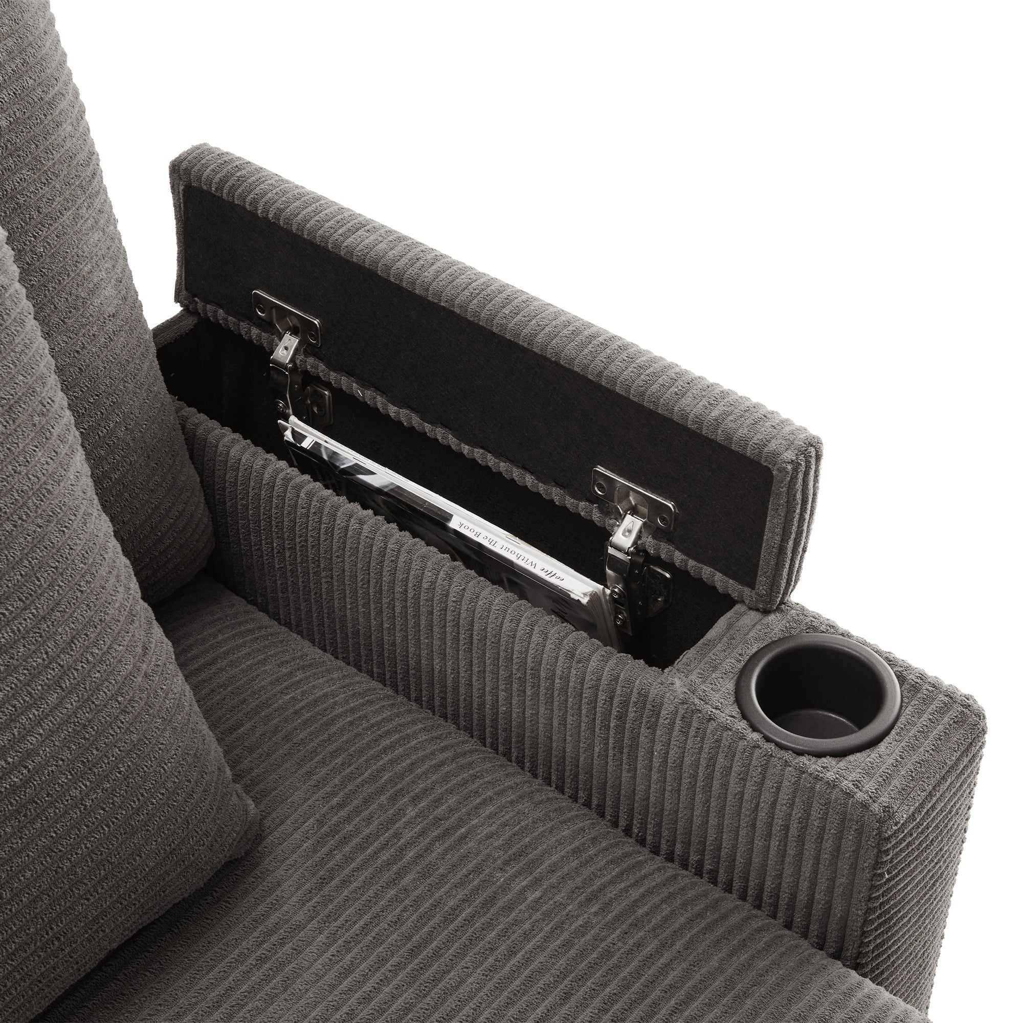 Logidon L-vorm Hoekbank Donkergrijs Corduroy Met USB-oplader