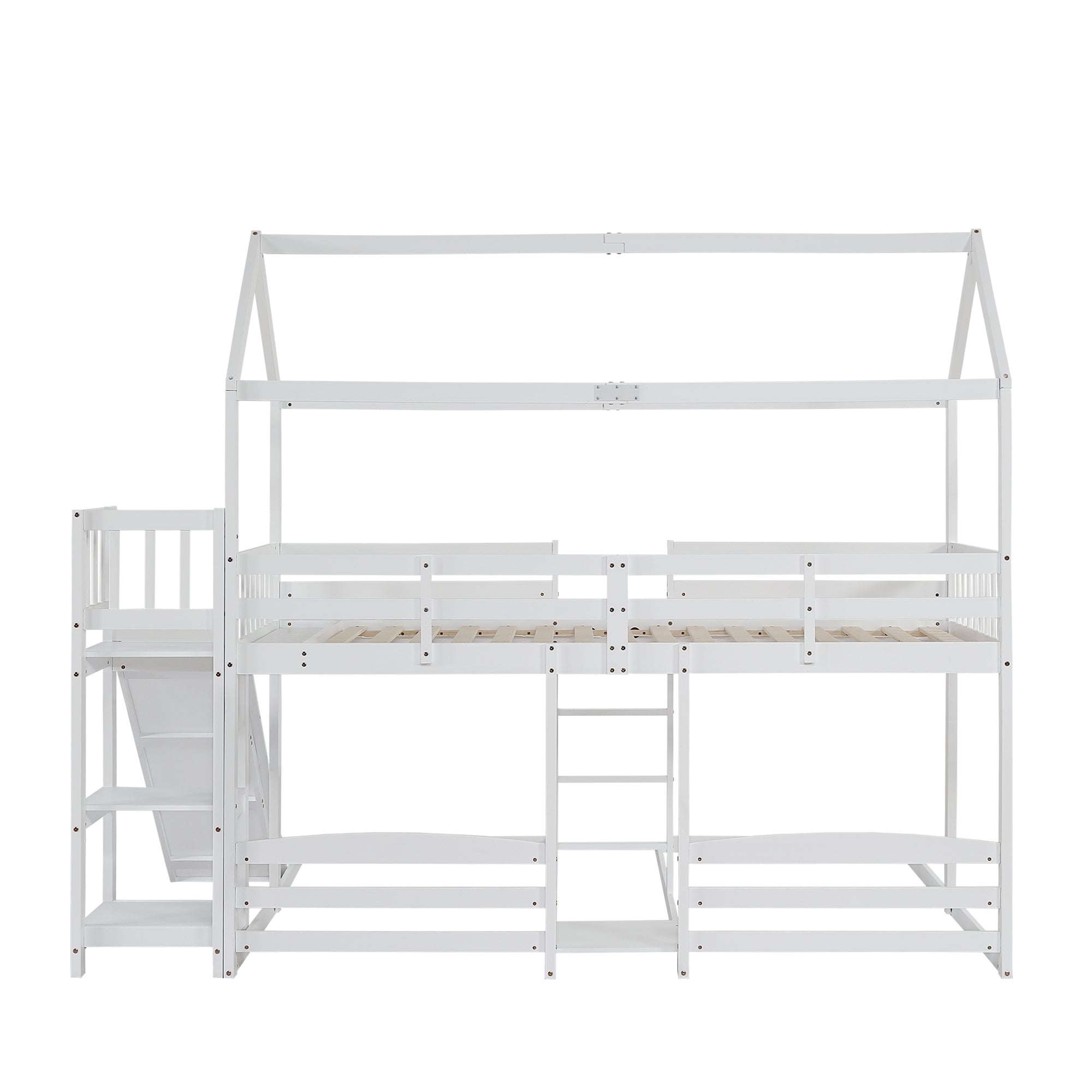 Logidon stapelbed met glijbaan wit 90x200cm drietrapsladder