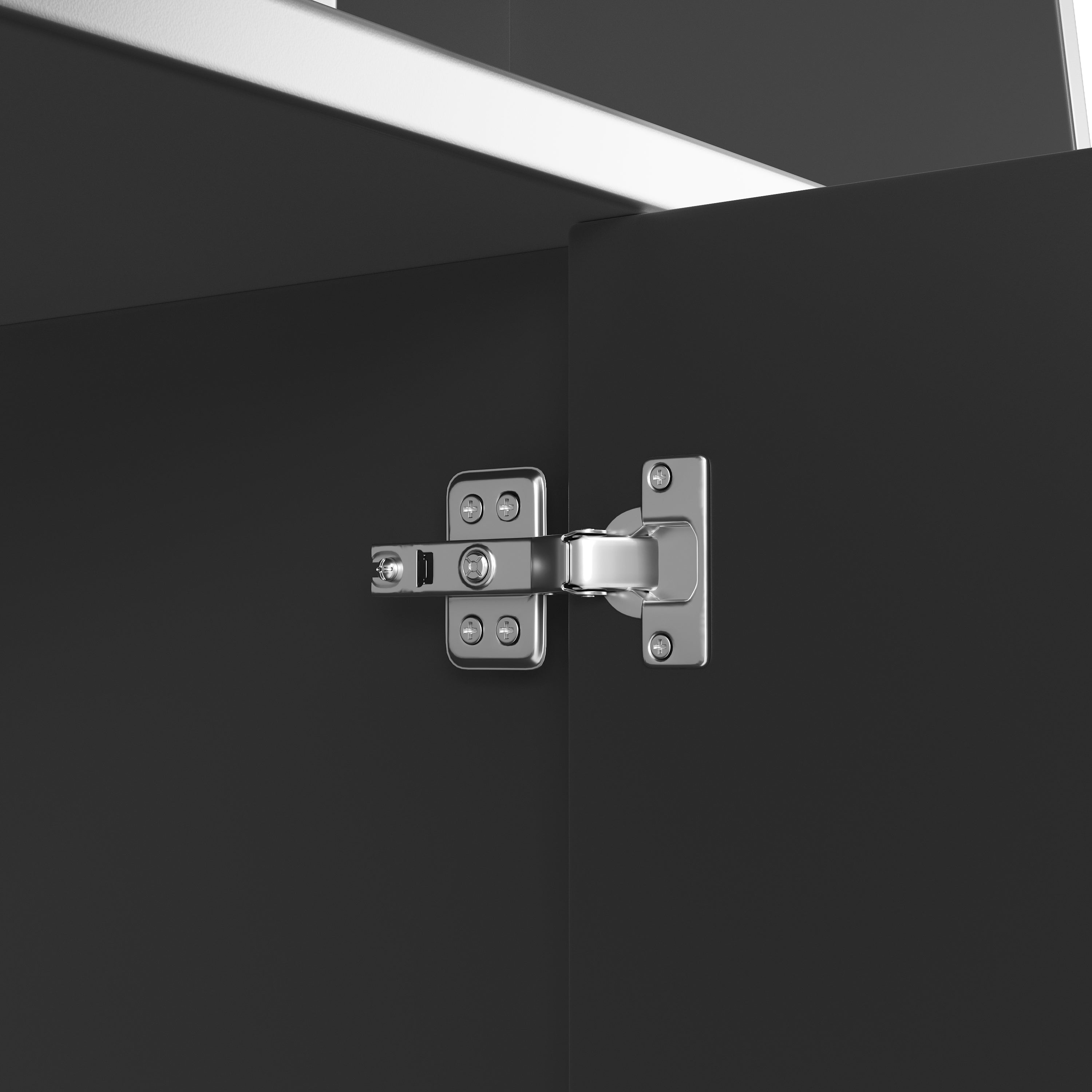Logidon keukenkast 130x45x180 cm met glazen deuren en LED zwart