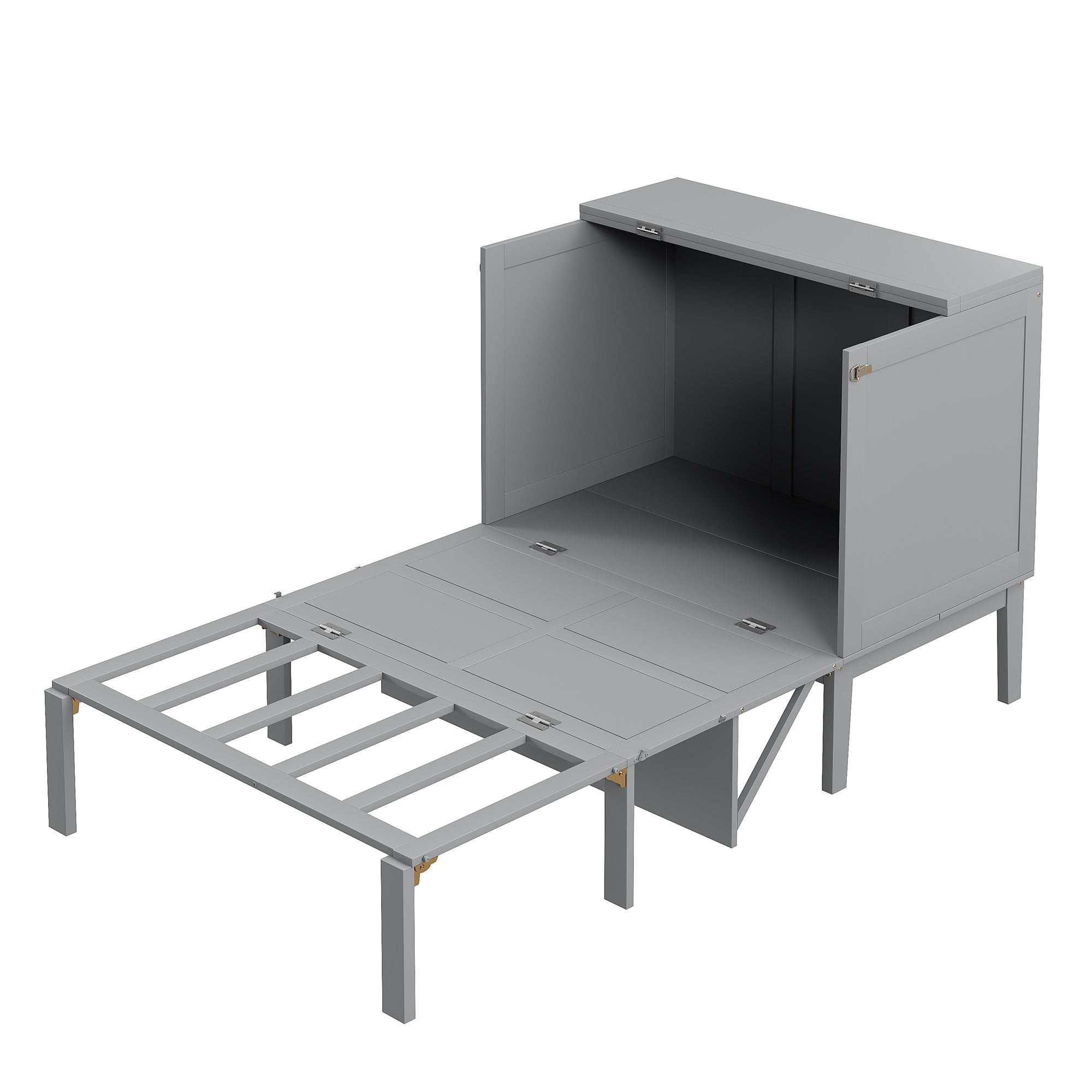 Logidon Murphy bed 90x200 grijs verticaal opklapbed met lattenbodem