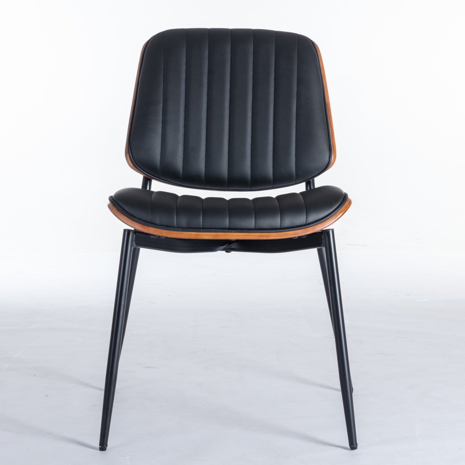 Logidon Eettafel Stoelenset 2 Mid Century Retro Kunstleer Zwart PU