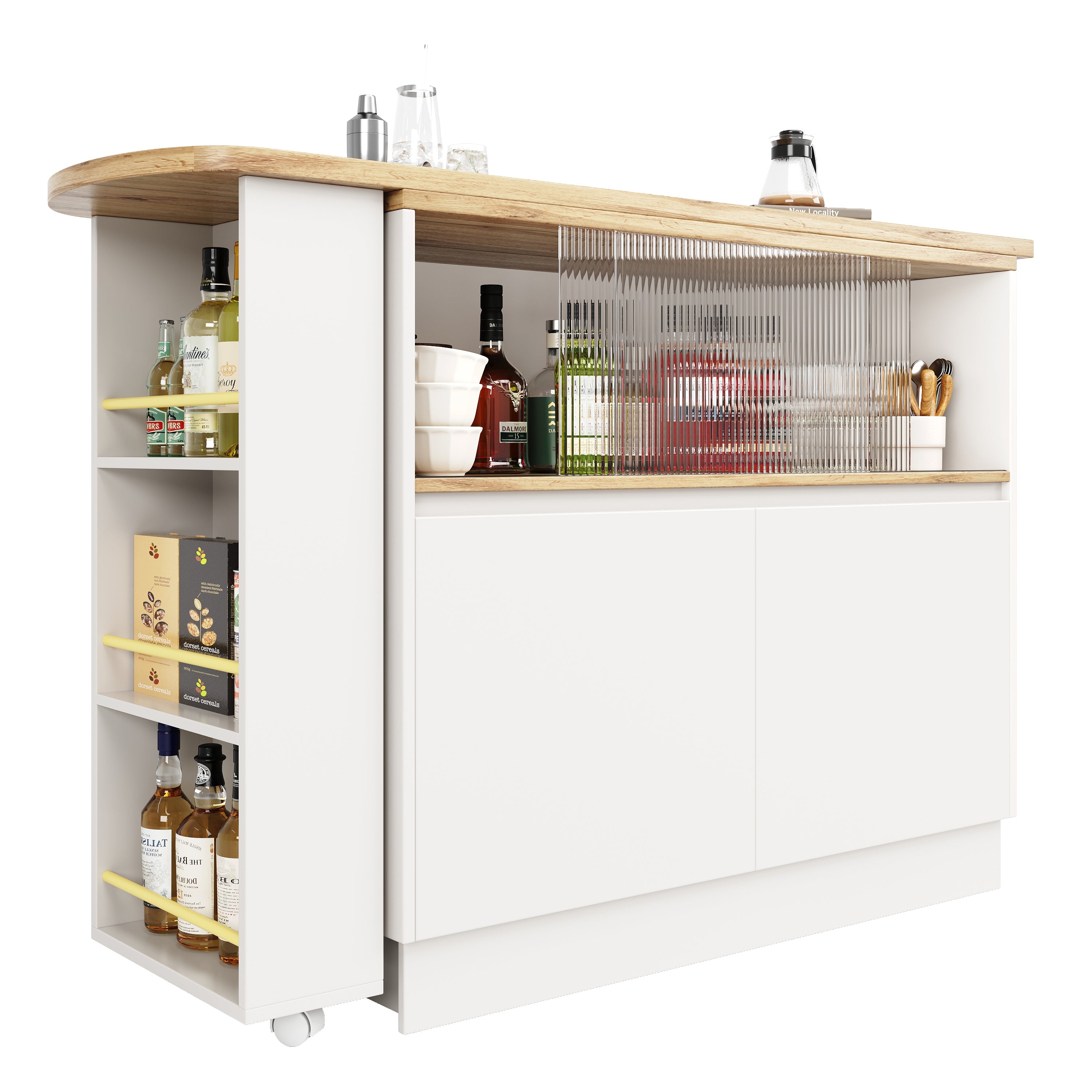 Logidon 360° draaibaar dressoir wit 90×45×100 cm glazen schuifdeur