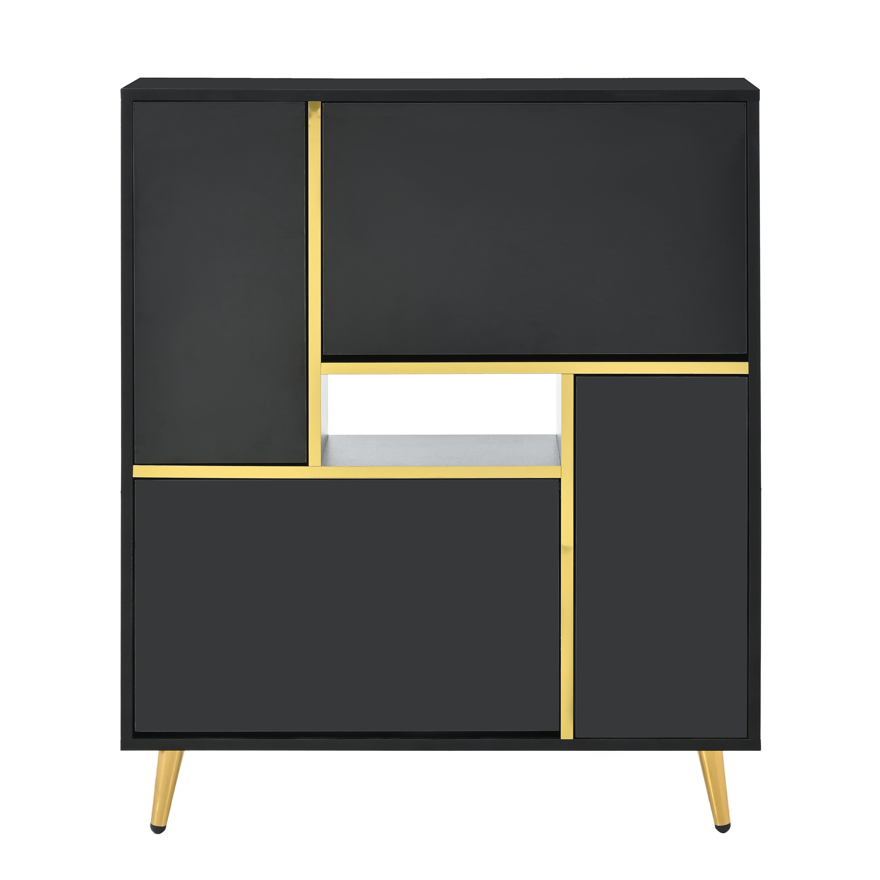 Logidon Moderne Schoenenkast Zwart Hoogglans LED 80x25x96 cm