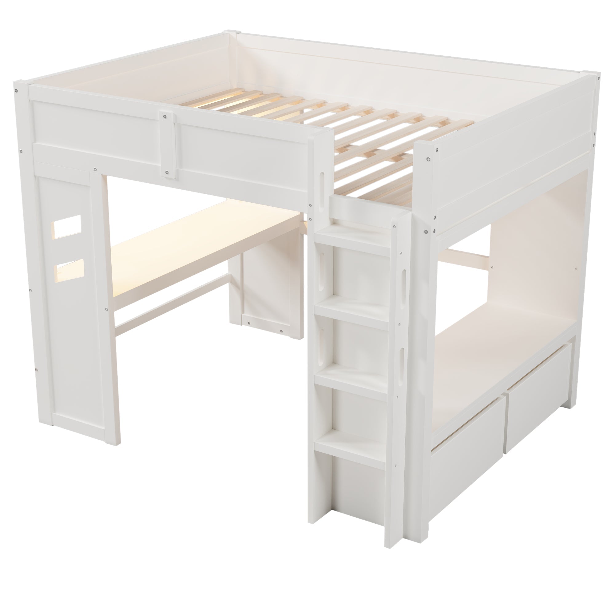 Logidon hoogslaper 140x200 cm wit gamingbed met bureau LED