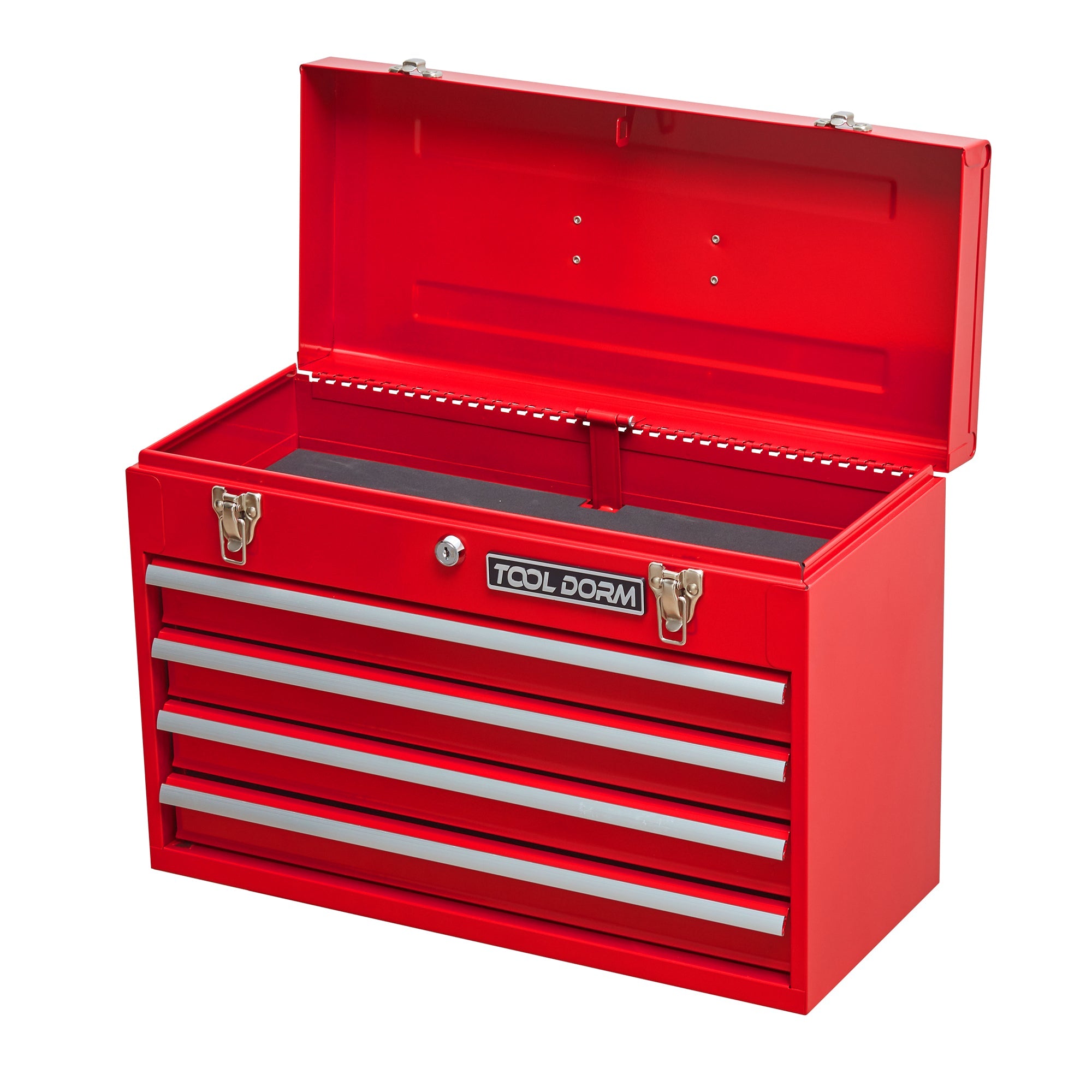 Logidon metal tool box red, 4 drawers, protective padding, lock