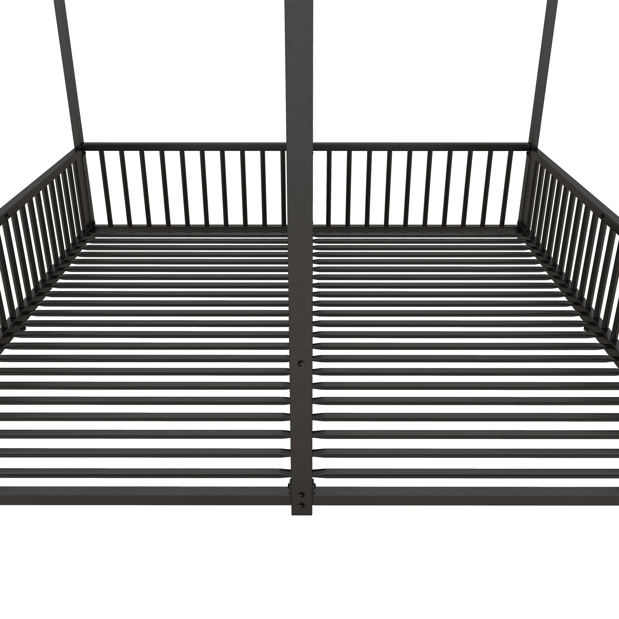 Logidon Metalen Bed Kinderbed 90x200 cm Zwart met Reling