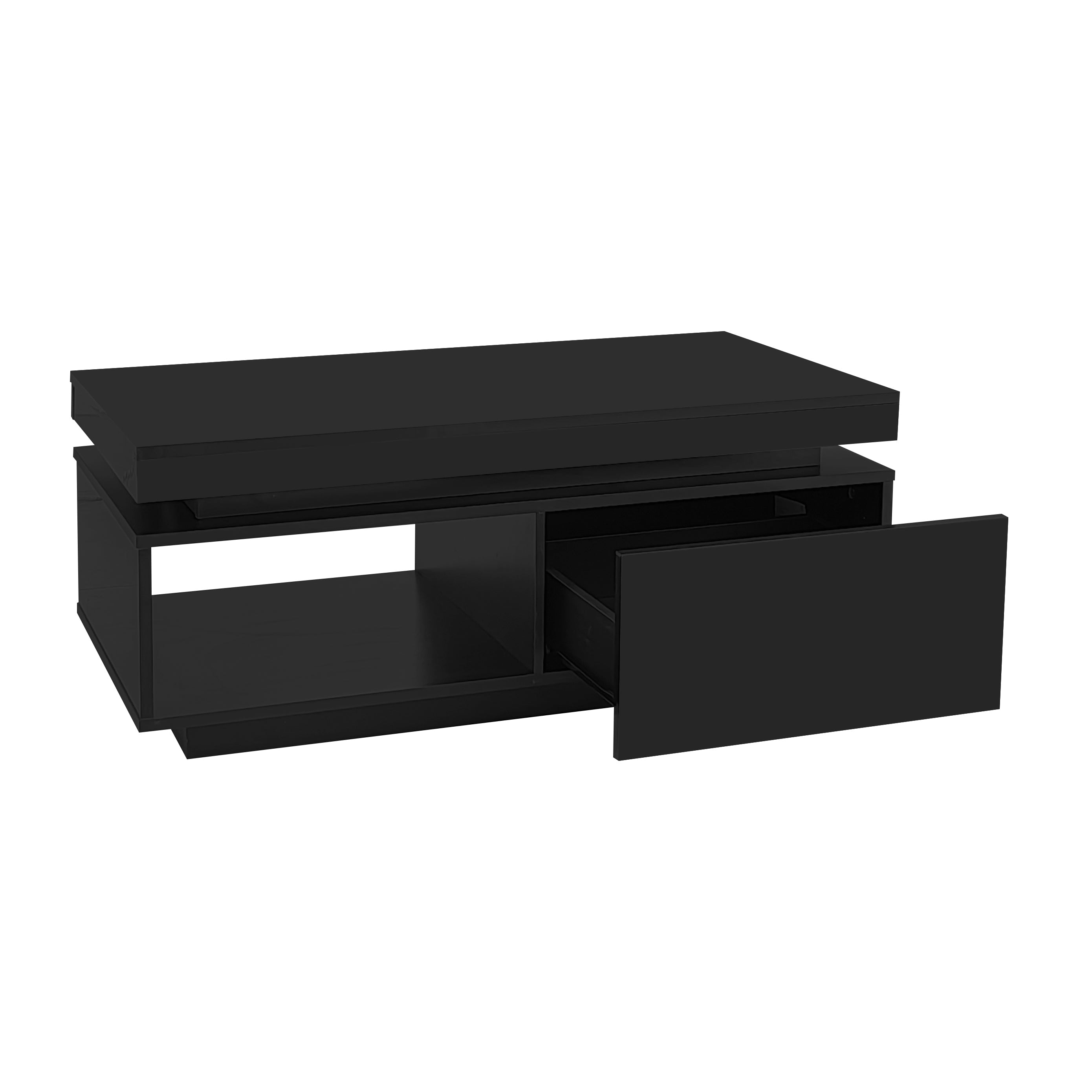 Logidon TV wall cabinet set black high gloss with LED lighting 181cm