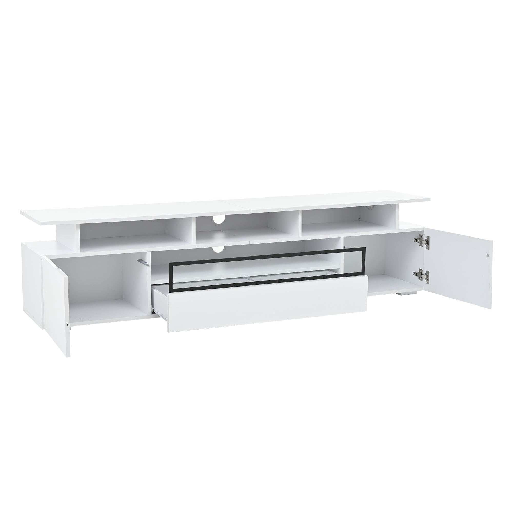 Logidon TV-meubel wit 180x38x45 cm met LED-verlichting 2 deuren 1 lade