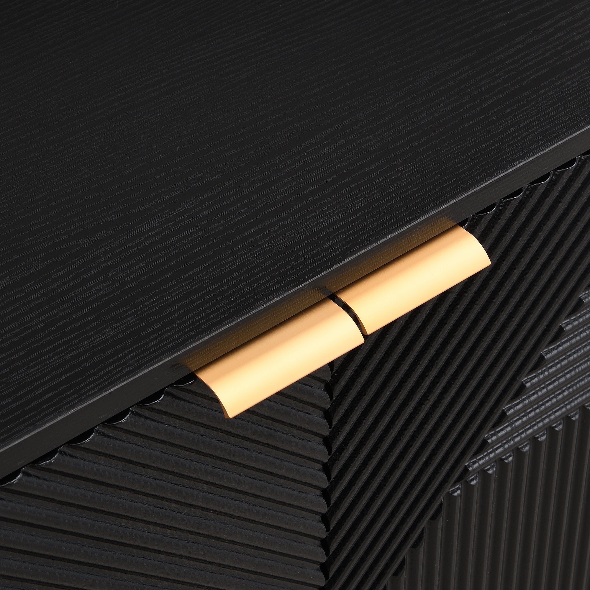 Logidon Dressoir 120 cm Zwart met Vier Deuren en Gouden Handgrepen
