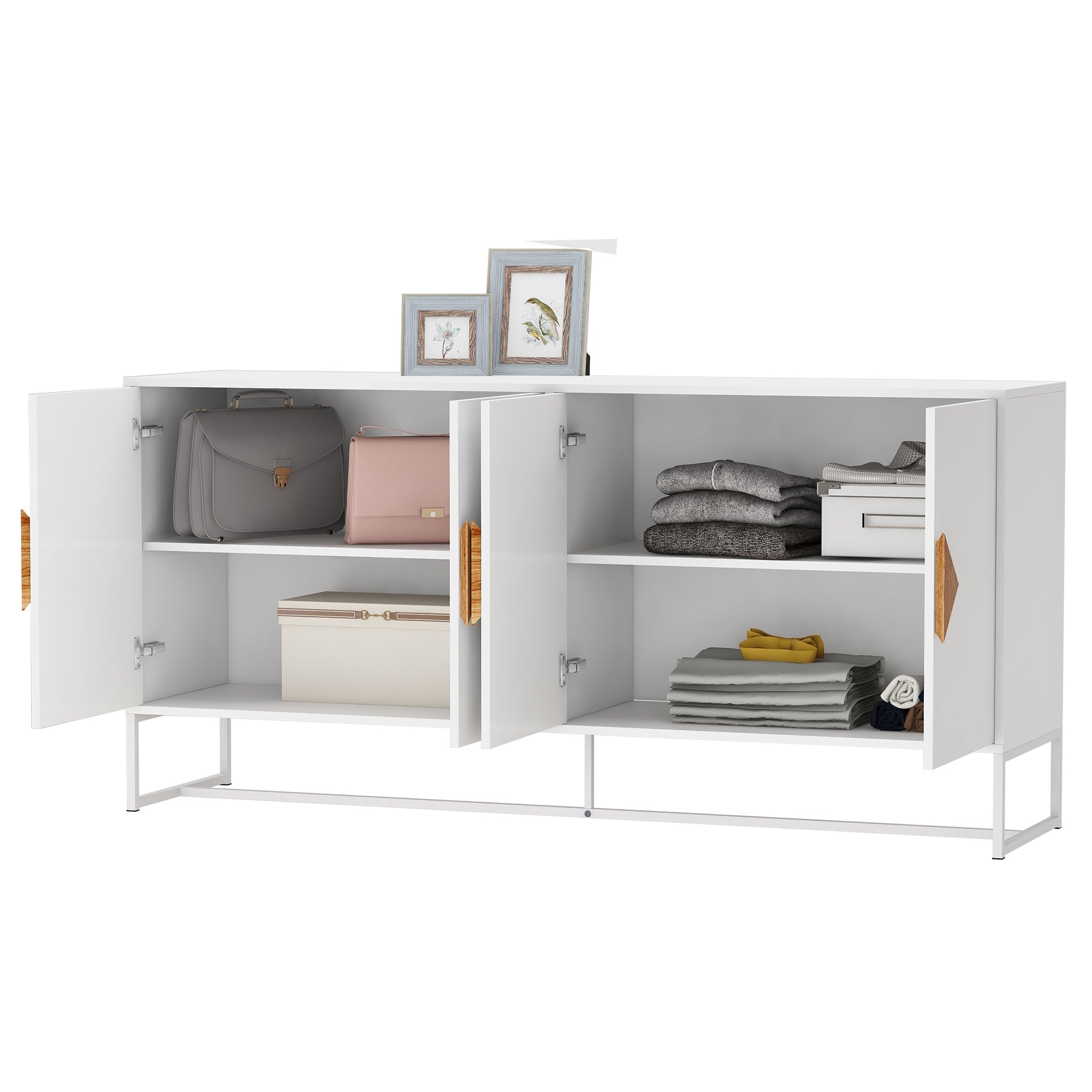 Logidon Wit Dressoir 160 cm met 4 deuren en dubbele opbergruimte