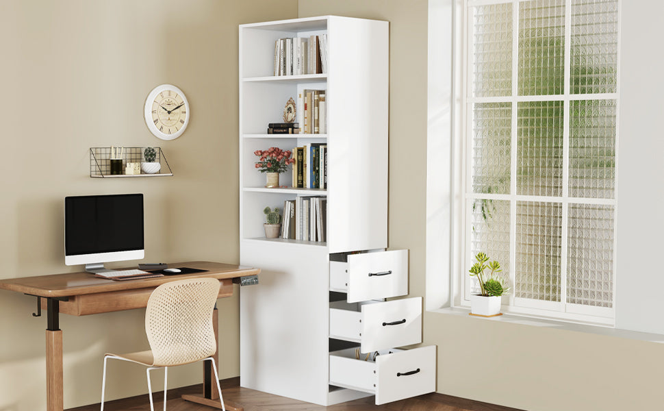 Logidon 180 cm smalle boekenkast wit met zijladen