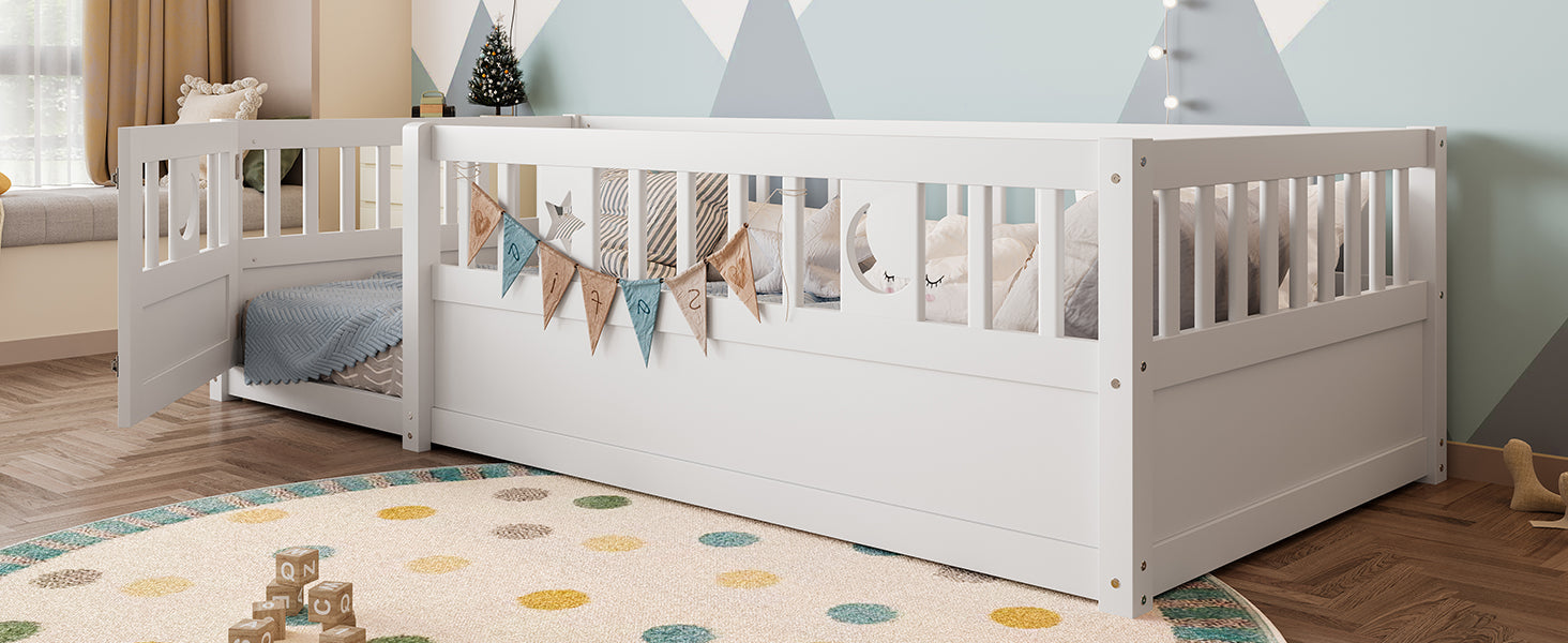 Logidon paneelbed 90x190 cm wit met raster ster maan decor