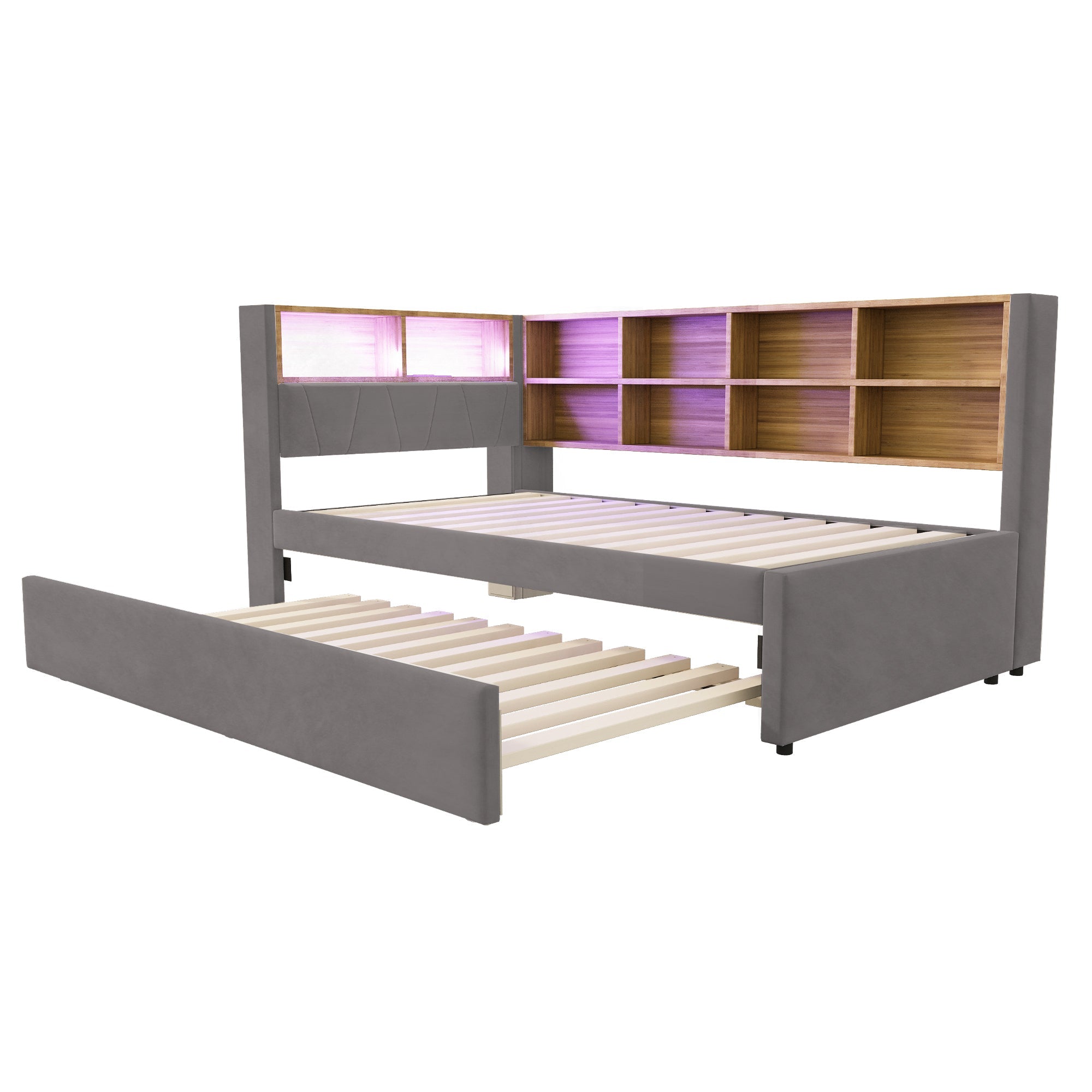 Logidon slaapbank 90x200 met uitschuifbaar bed 90x190 LED-verlichting