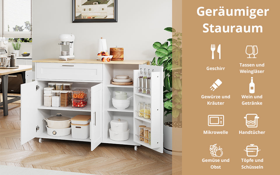 Logidon Mobile Kitchen Table 132.5x70 Cm Oak Grain Folding Top