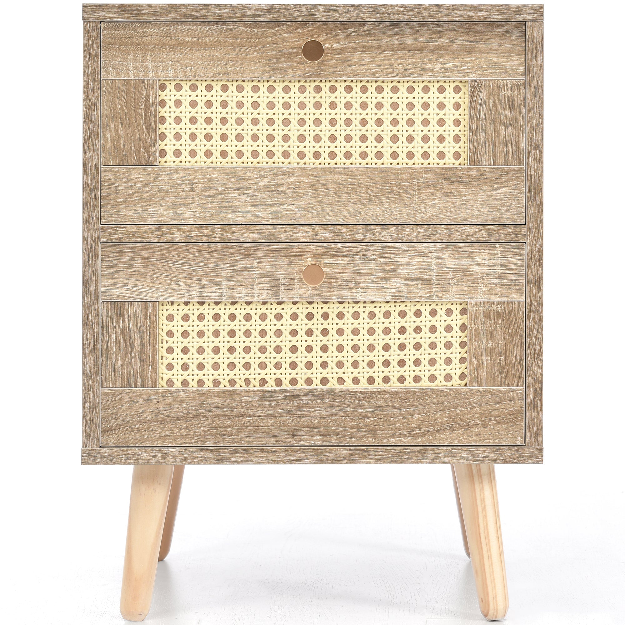 Logidon Nachtkastje eiken rotan 2 lades 55x40x40 cm