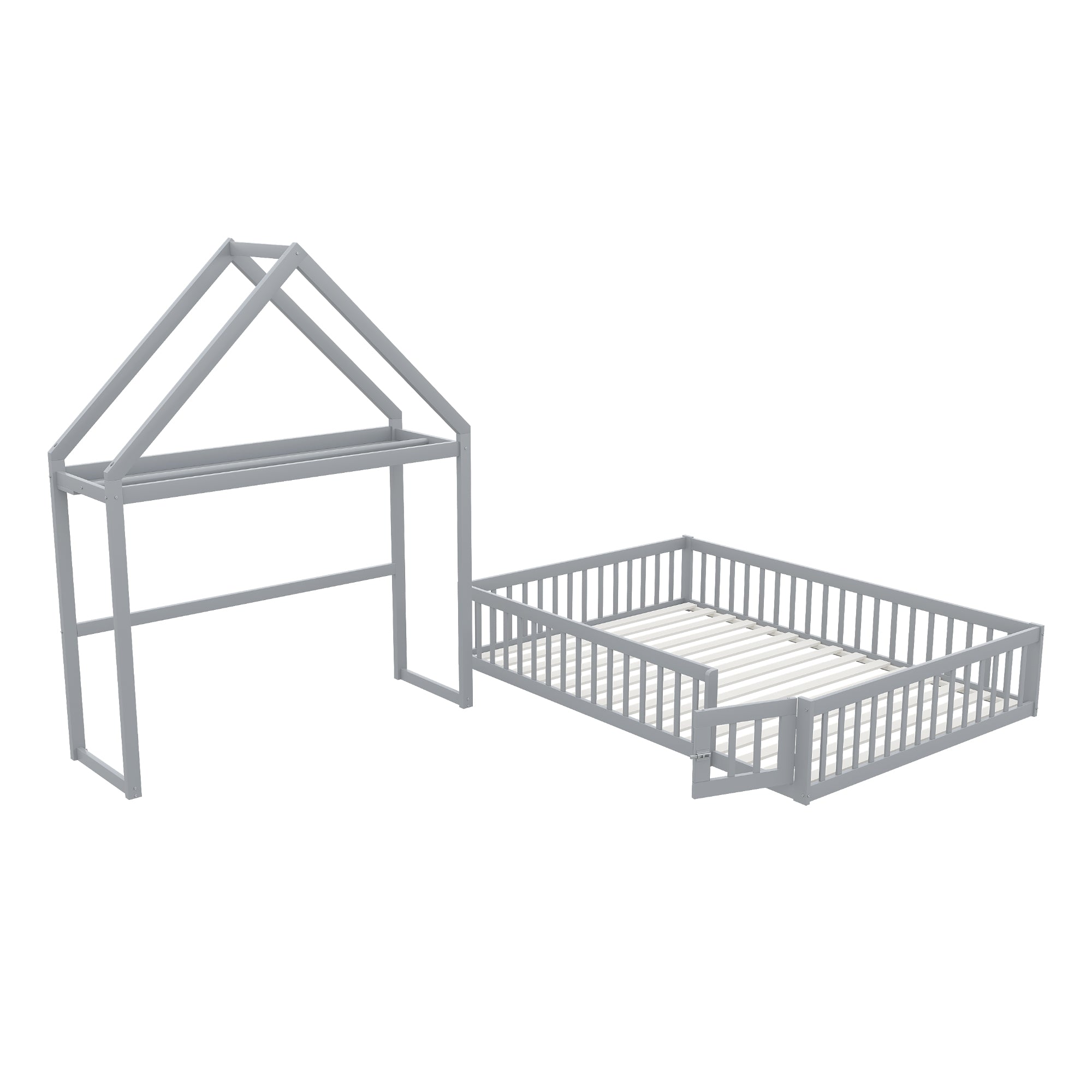 Logidon Kinderbed 140x200 Grijs met opbergruimte en deuren