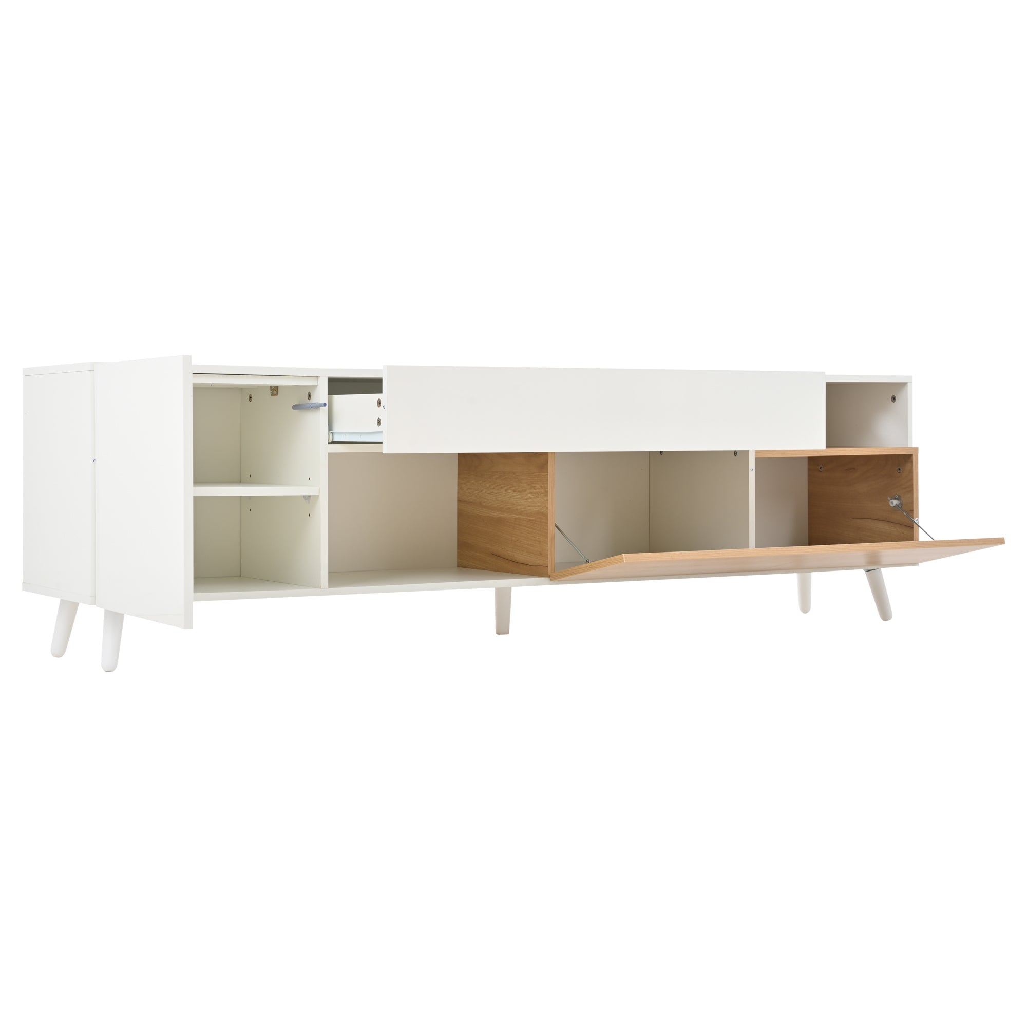 Logidon TV-meubel 180x38x50 cm witte houtlook deur en lade