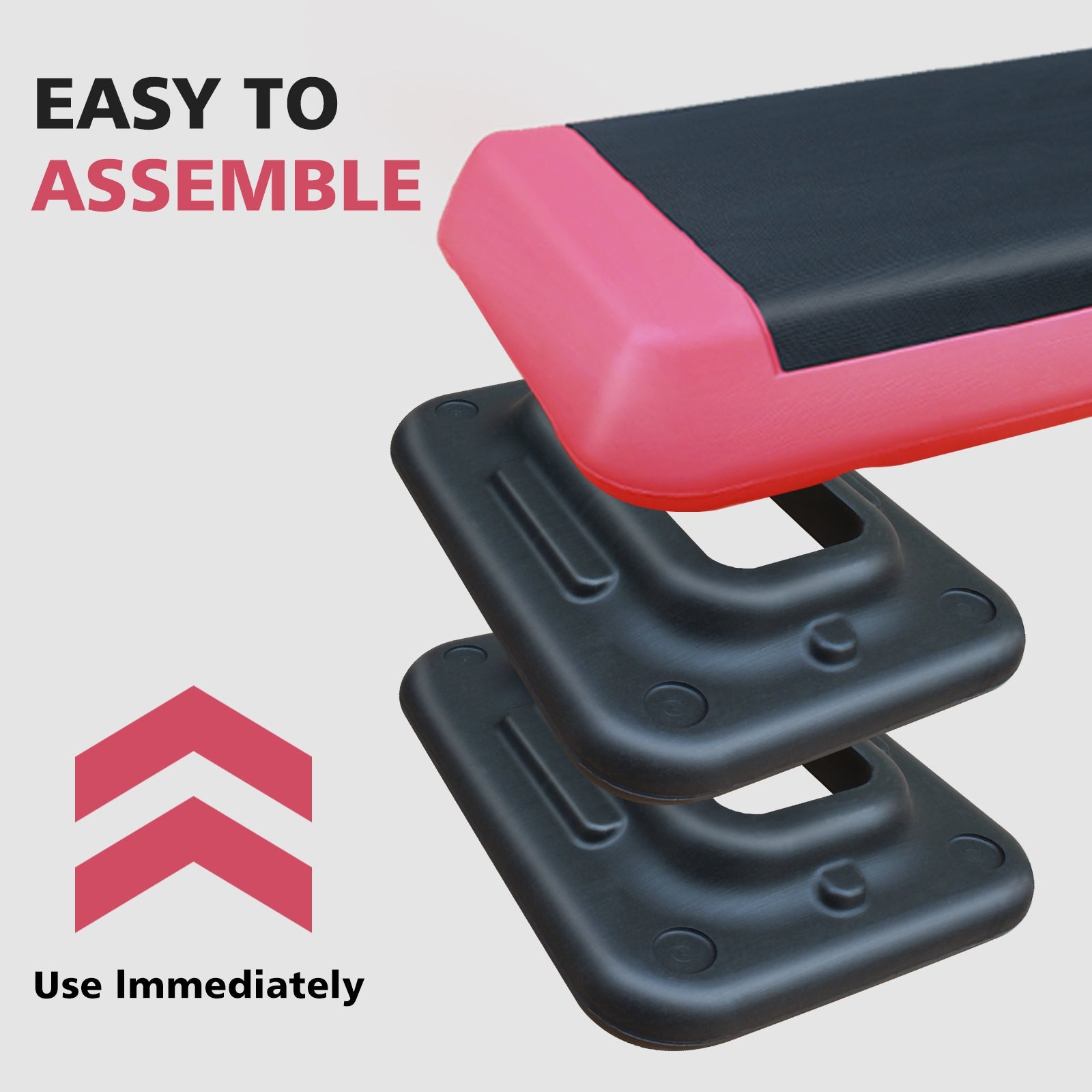 Logidon Verstelbare Aerobic Stepper 76 cm Rood Zwart 4 Verhogers