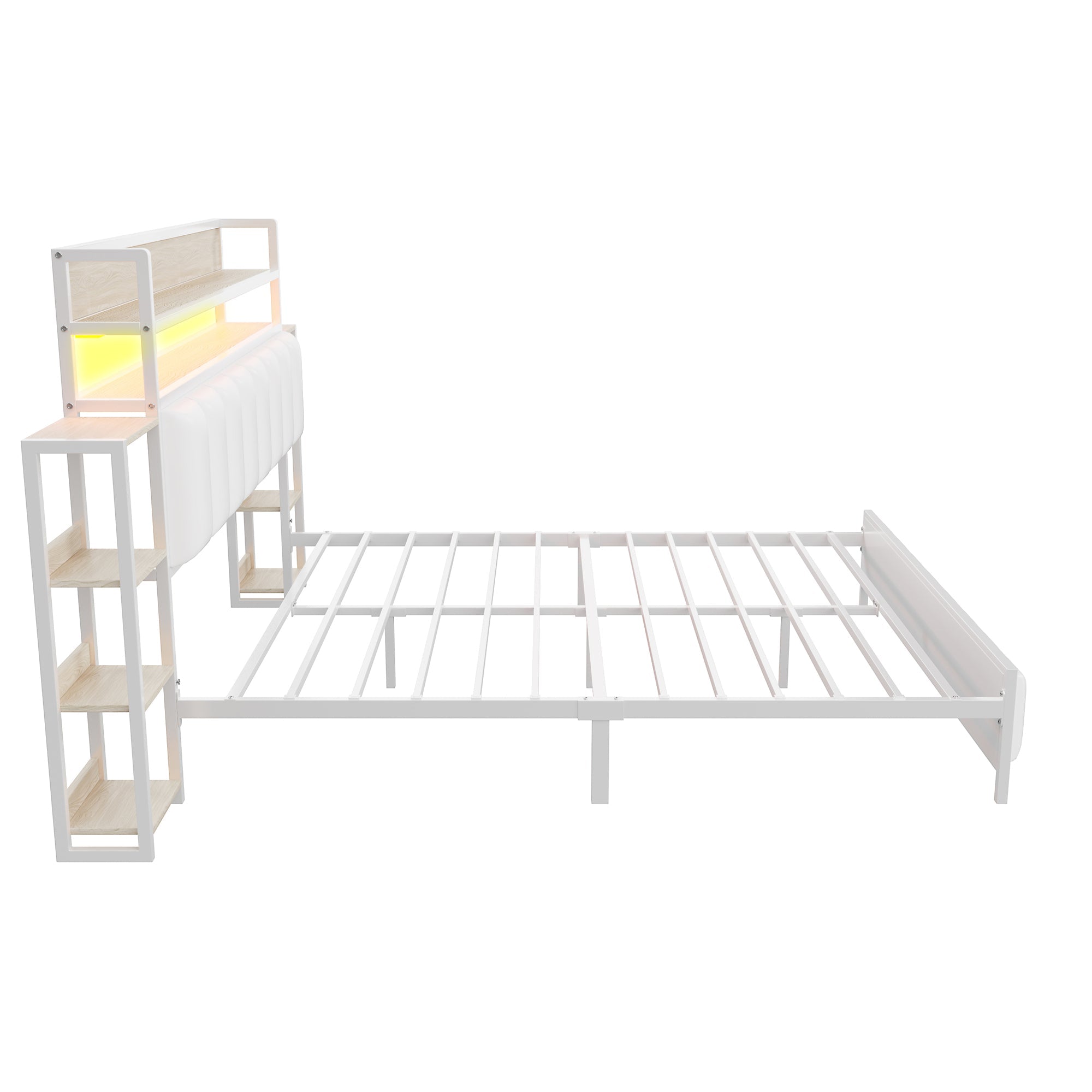 Logidon gestoffeerd bed 160x200 cm wit kunstleer met LED-verlichting