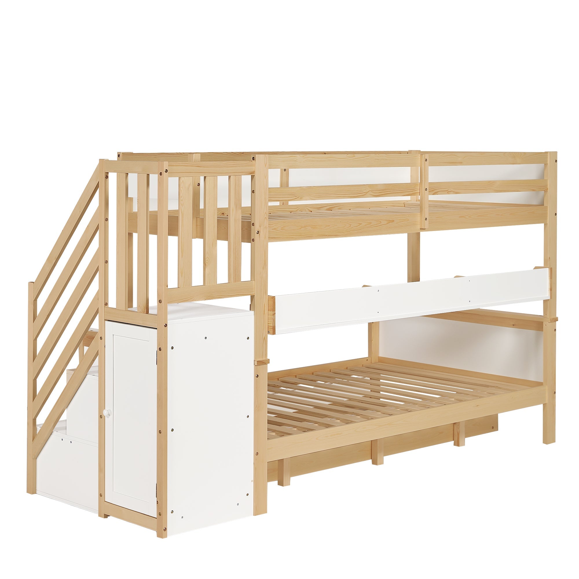 Logidon stapelbed naturel raster hoektrap onderschuifbed 90x200 120x200