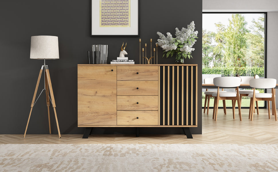 Logidon sideboard 120x38x75cm 4 drawers 2 doors hollow design