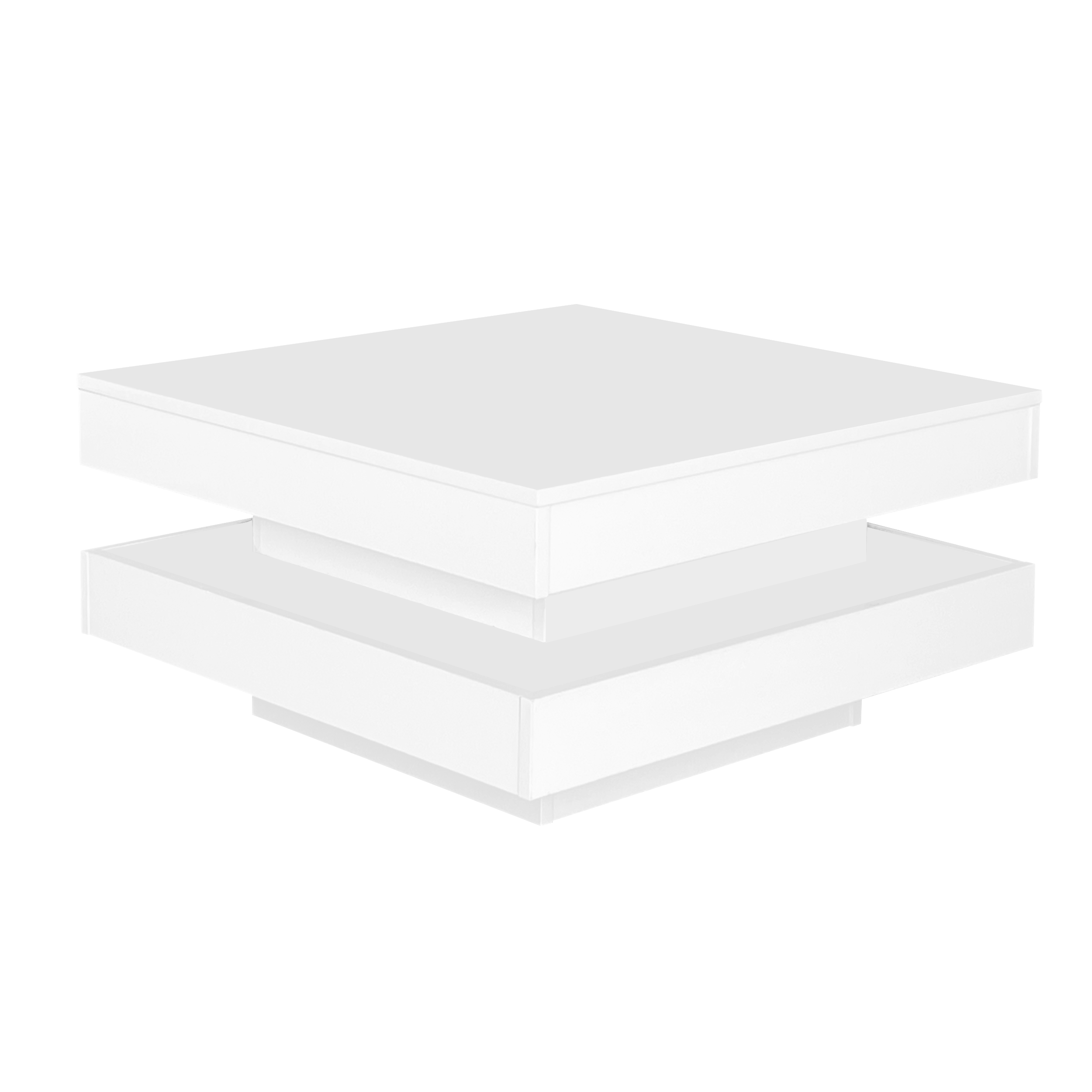 Logidon witte hoogglans salontafel 70x70x36 cm met draaiplaat en 16-kleuren LED
