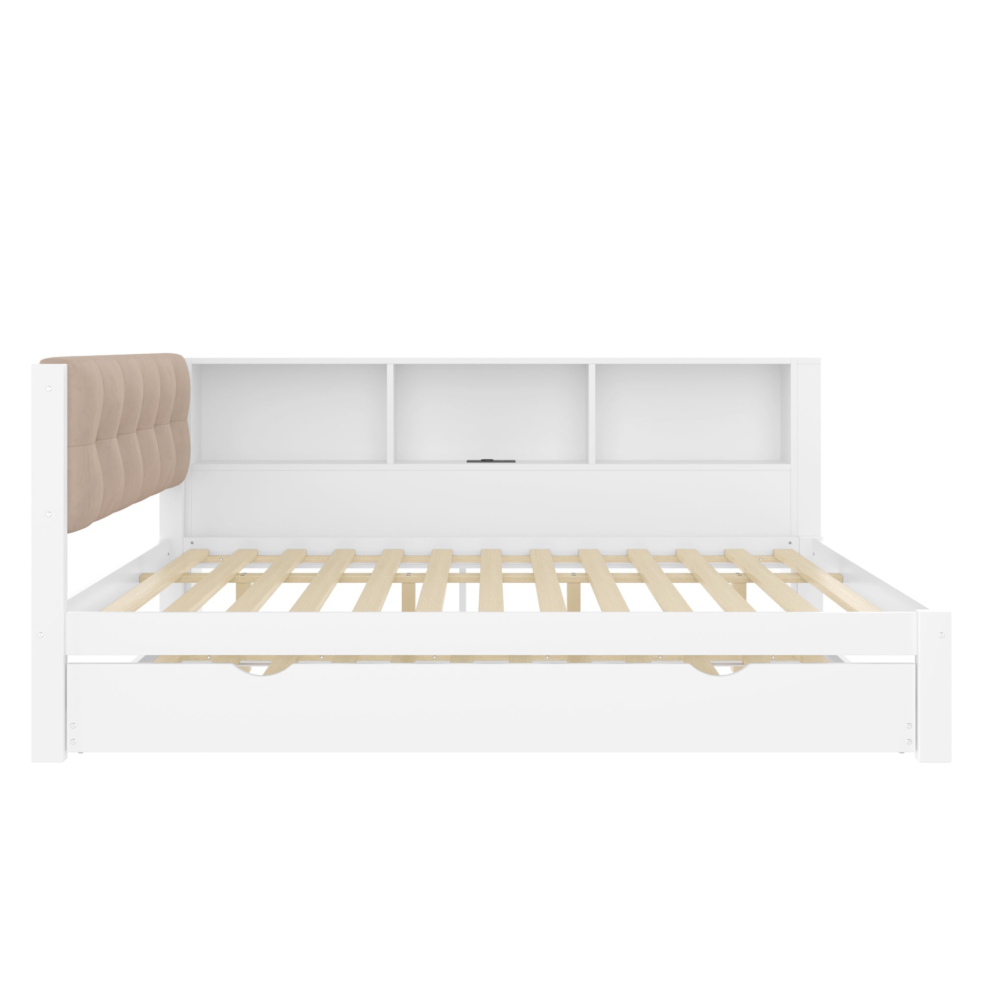 Logidon daybed wit 140x200 CM met uitschuifbaar bed LED-verlichting