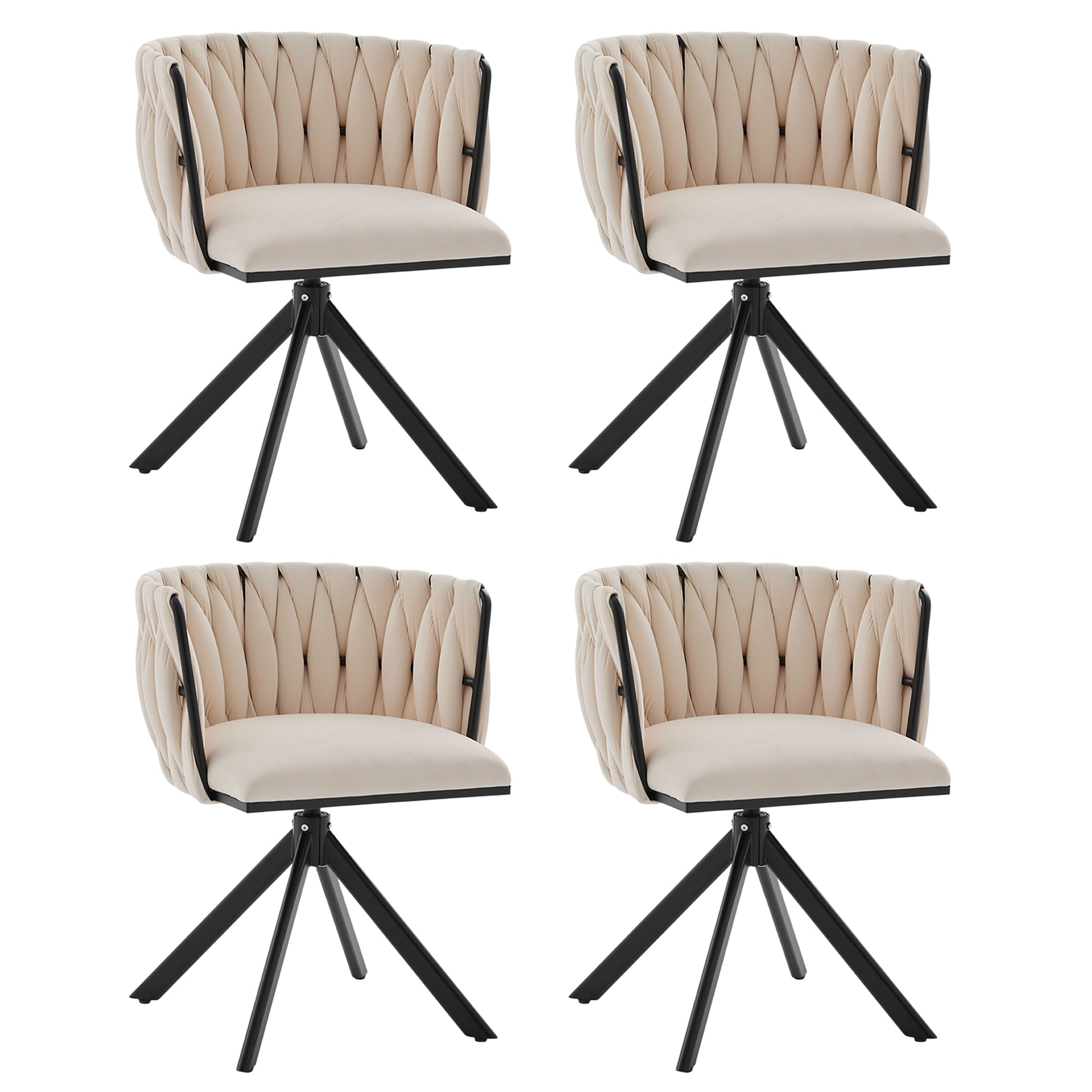Logidon velours fauteuils met 180 graden draaifunctie, set van 2 Ivoor