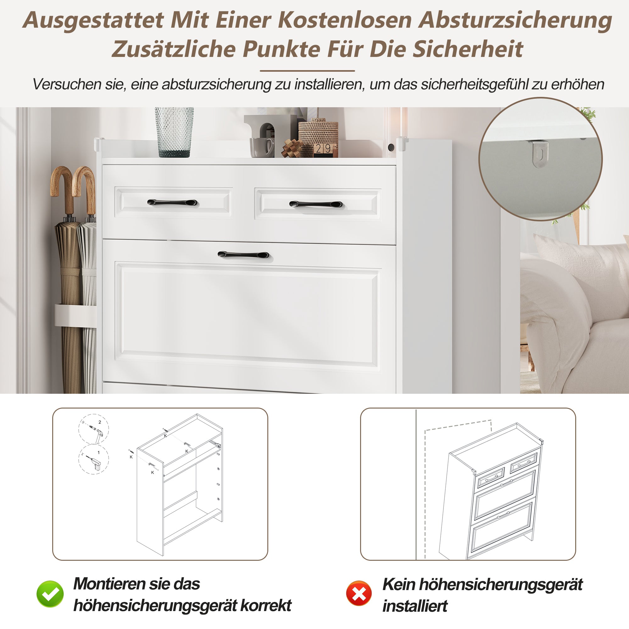 Logidon shoe cabinet white MDF 80 x 34 x 107.5 cm with 4 compartments and 1 drawer