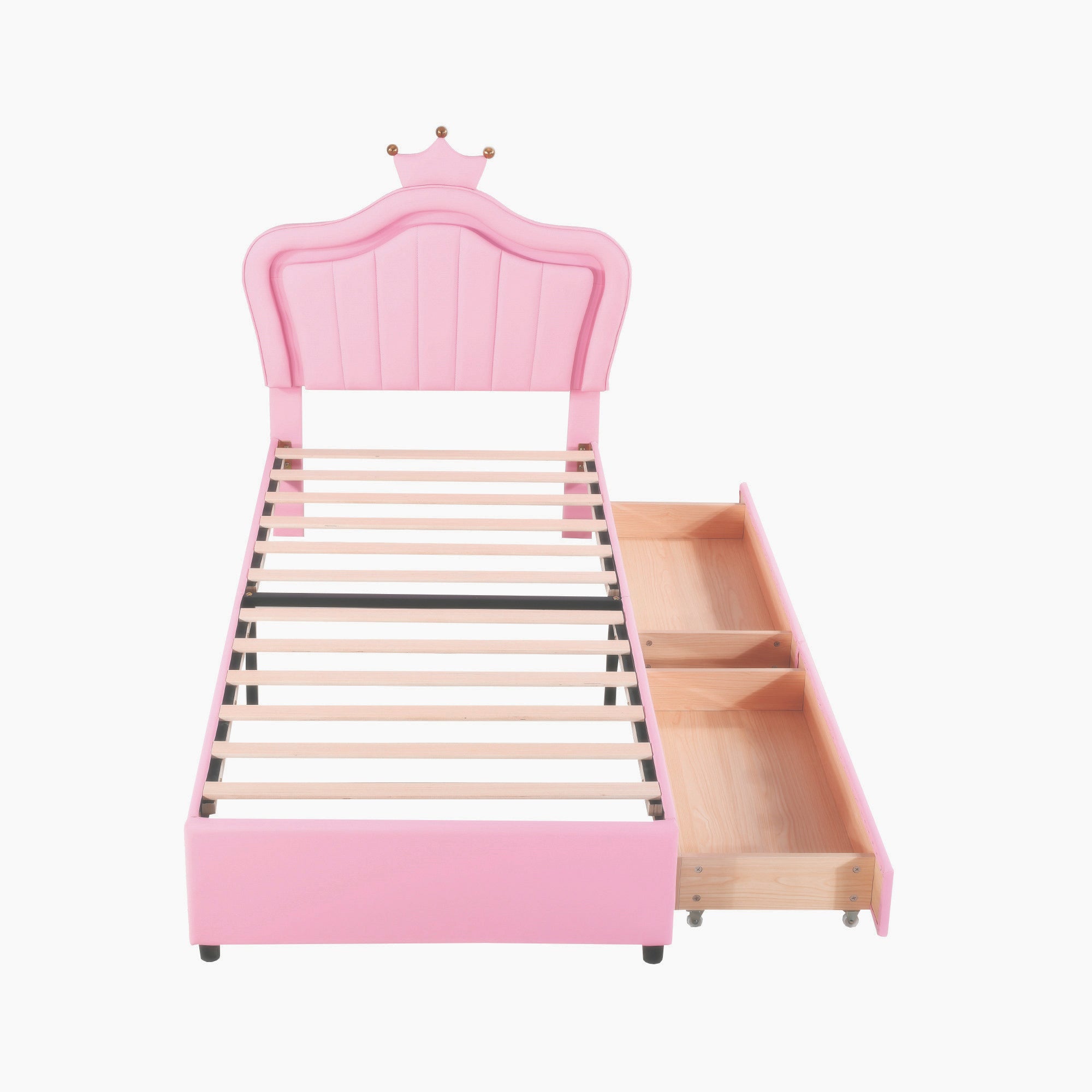 Logidon kinderbed roze 90x200 gestoffeerd bed met LED verlichting